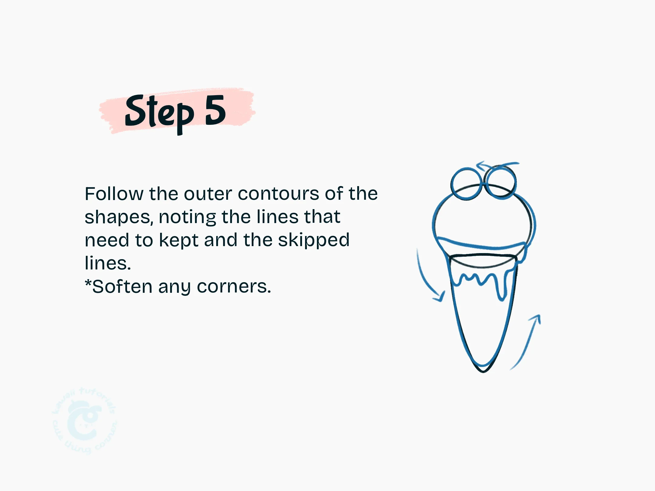 Step 5 Follow the outer contours of the shapes, noting the lines that need to kept and the skipped lines