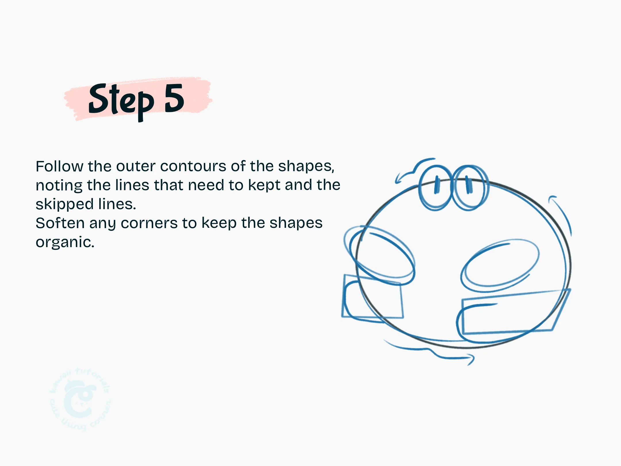 Step 5 Follow the outer contours of the shapes, noting the lines that need to kept and the skipped lines.