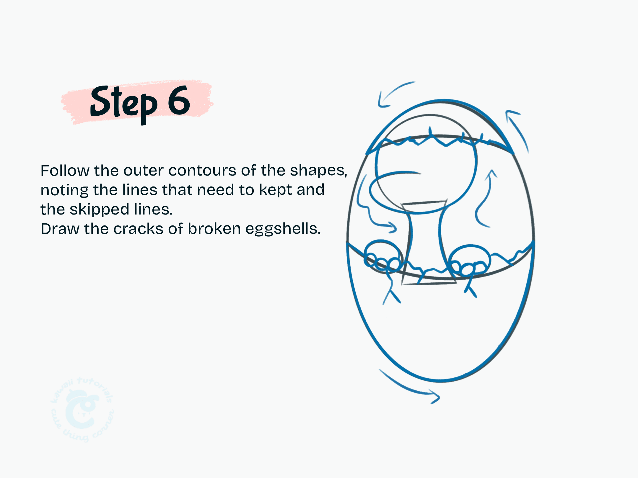 Step 6 Follow the outer contours of the shapes, noting the lines that need to kept and the skipped lines