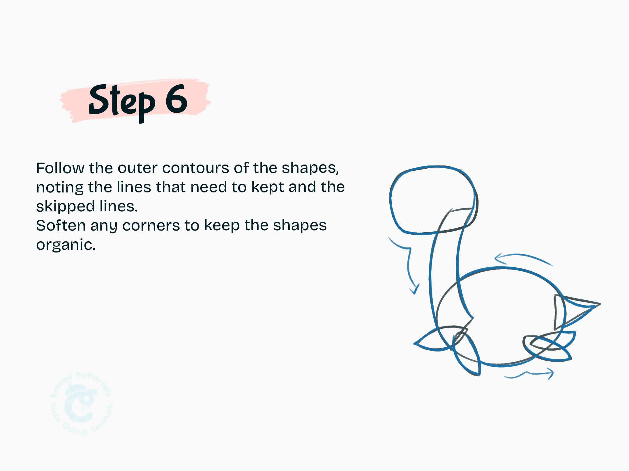 Step 6 Follow the outer contours of the shapes, noting the lines that need to kept and the skipped lines