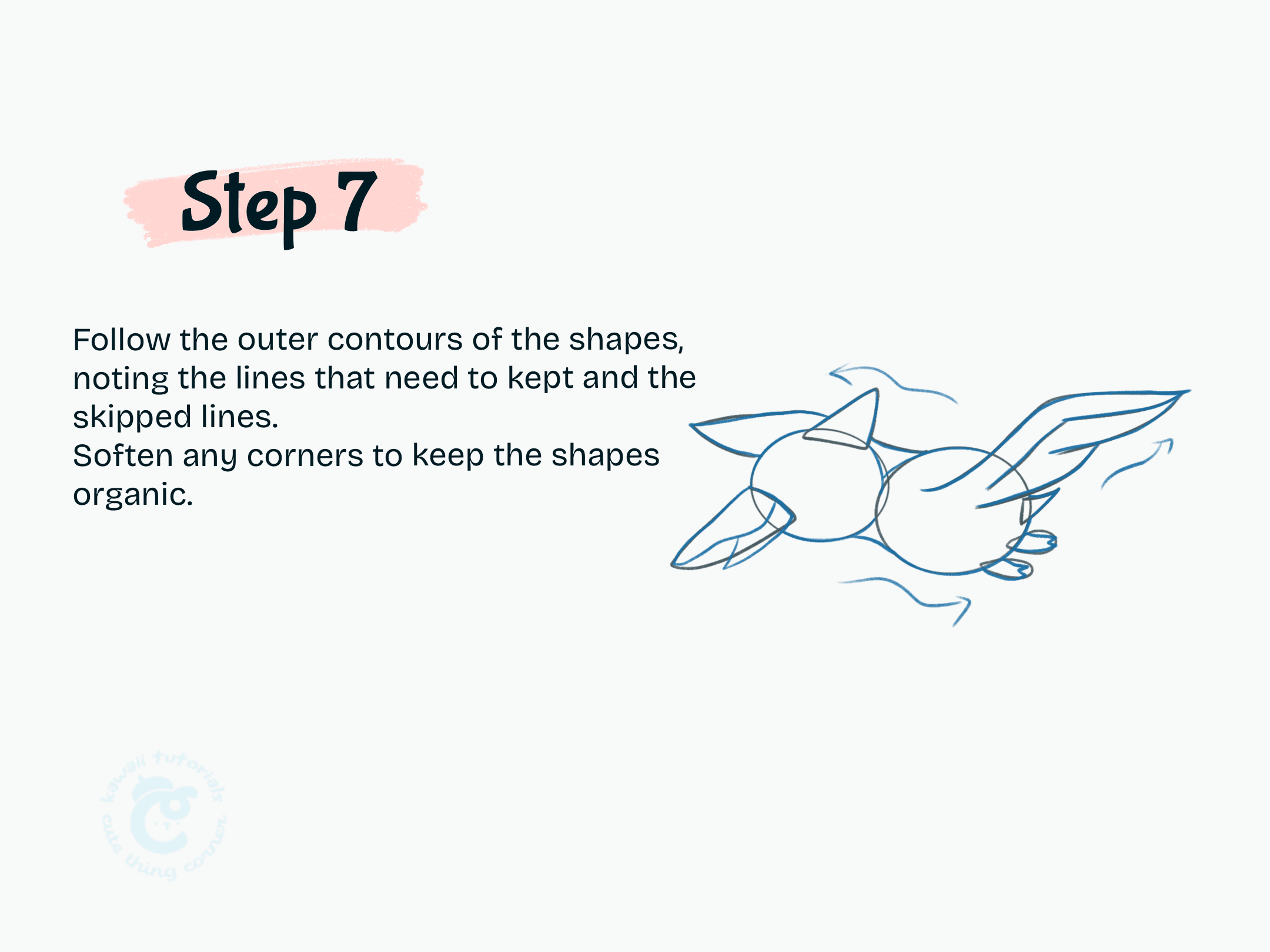 Step 7 Follow the outer contours of the shapes, noting the lines that need to kept and the skipped lines