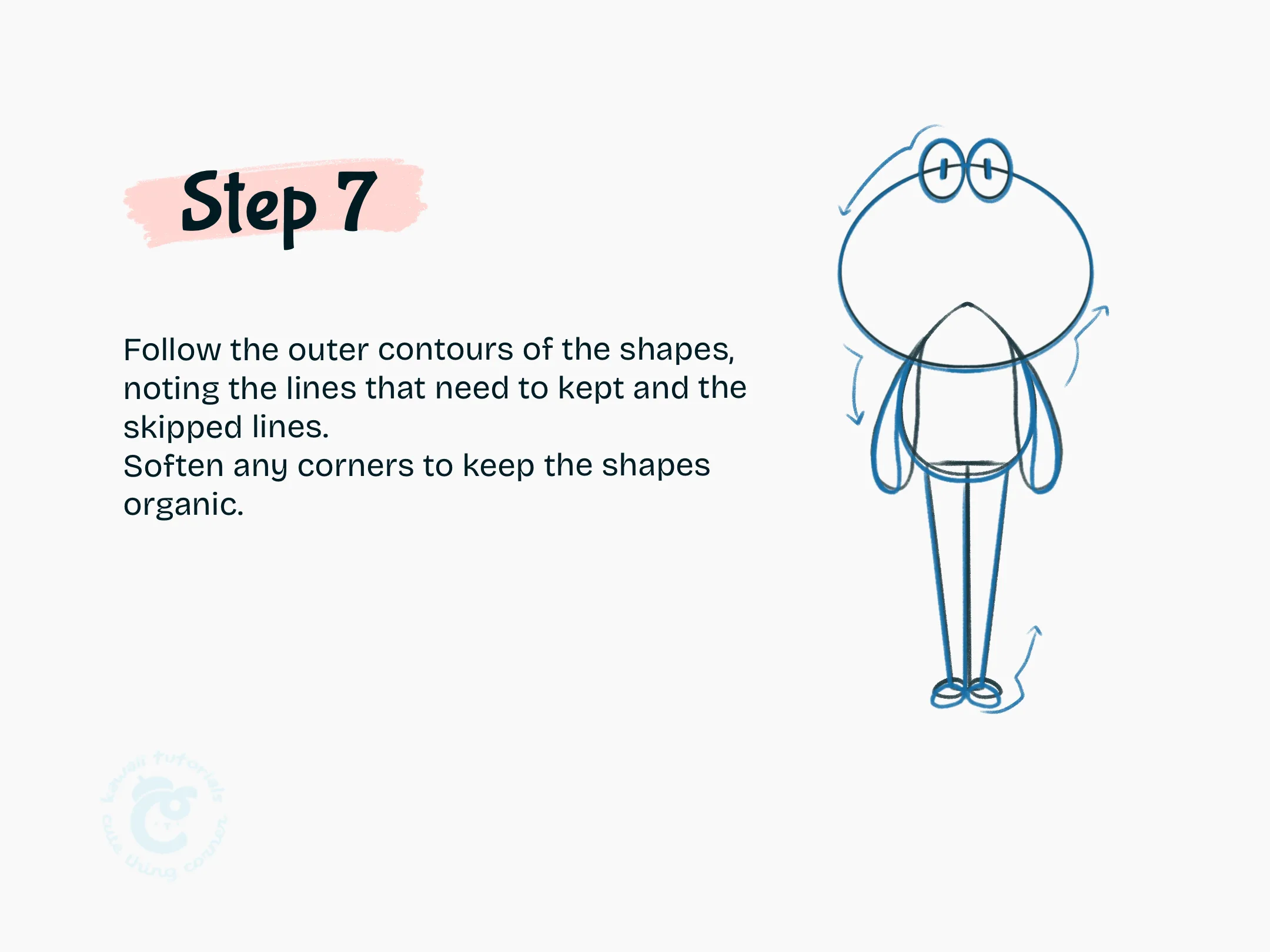 Step 7 Follow the outer contours of the shapes, noting the lines that need to kept and the skipped lines.