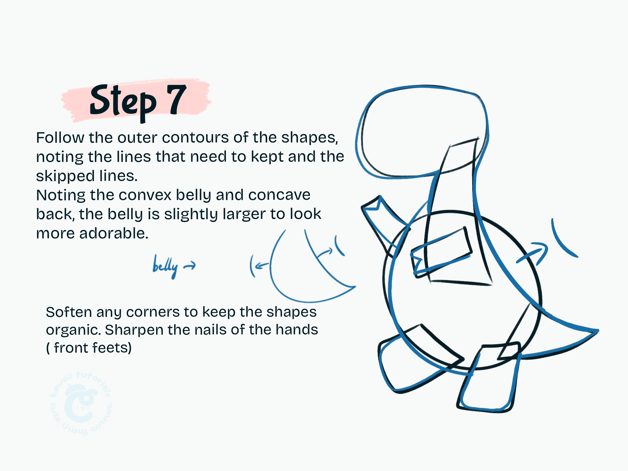 Step 7 Follow the outer contours of the shapes, noting the lines that need to kept and the skipped lines