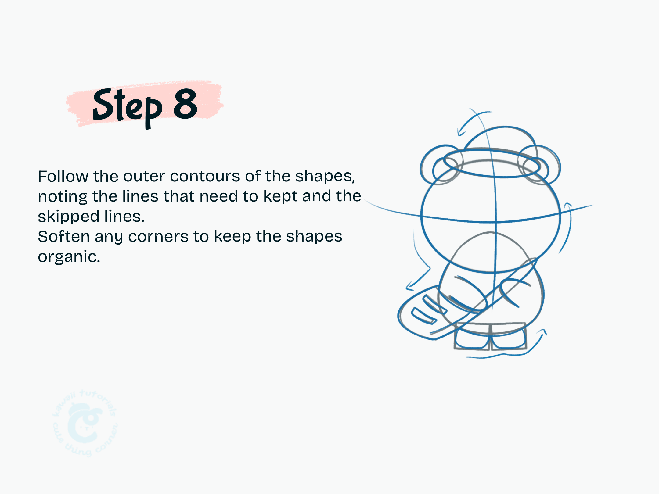 Step 8 Follow the outer contours of the shapes, noting the lines that need to kept and the skipped lines