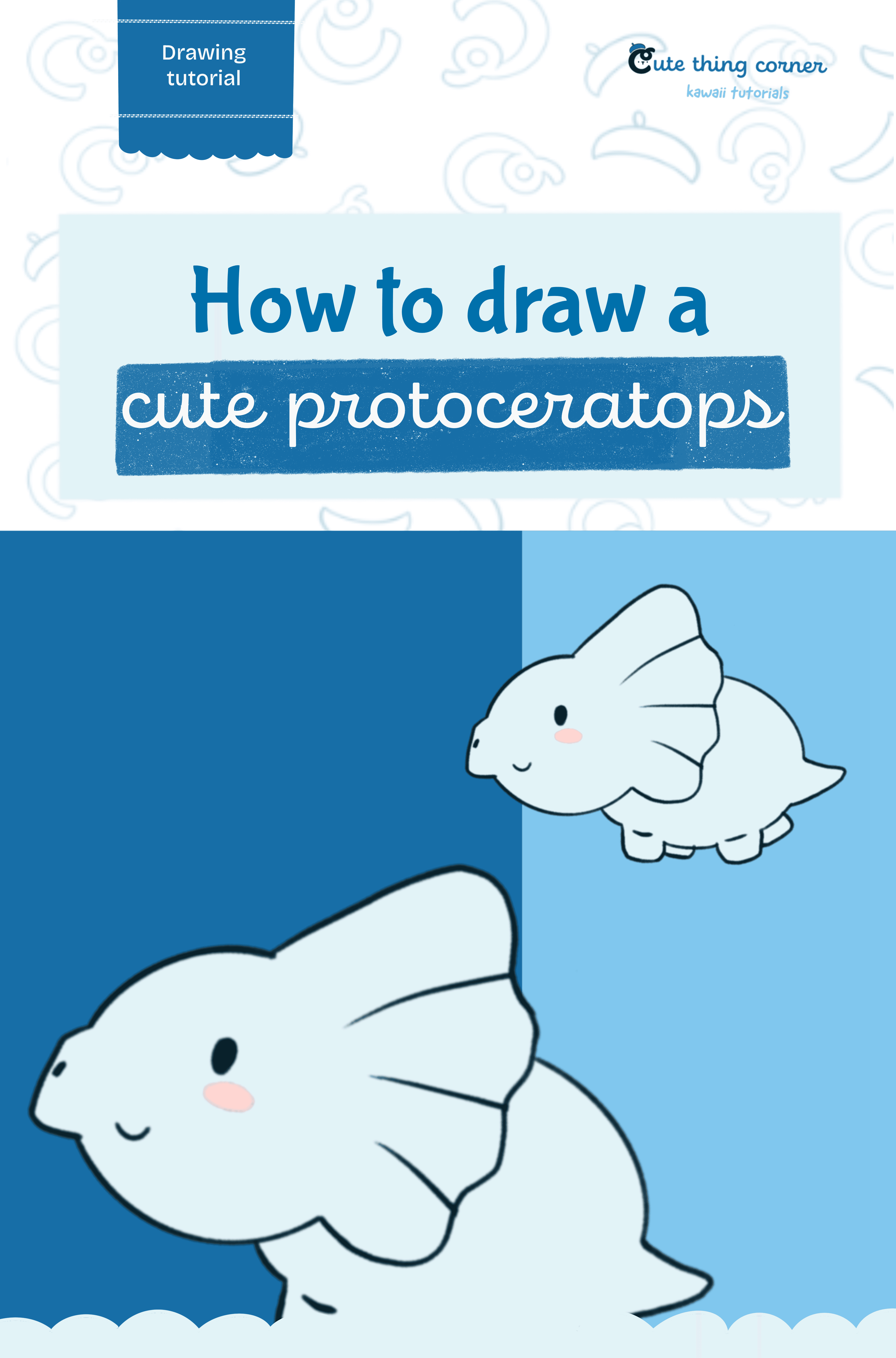 How to draw a cute Protoceratops (Step-by-step)