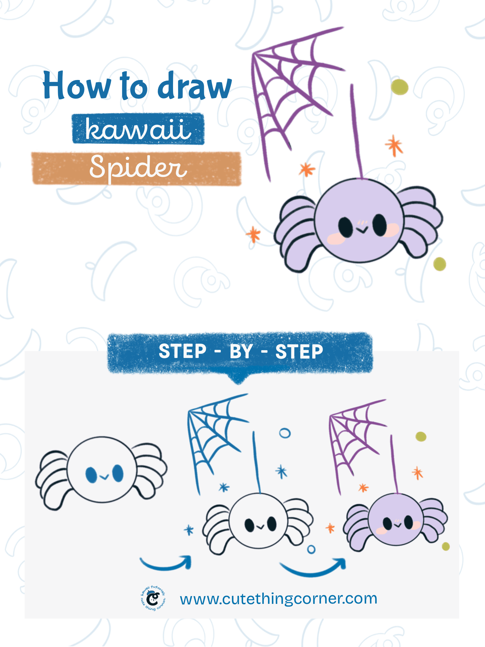 How to draw Kawaii Spider