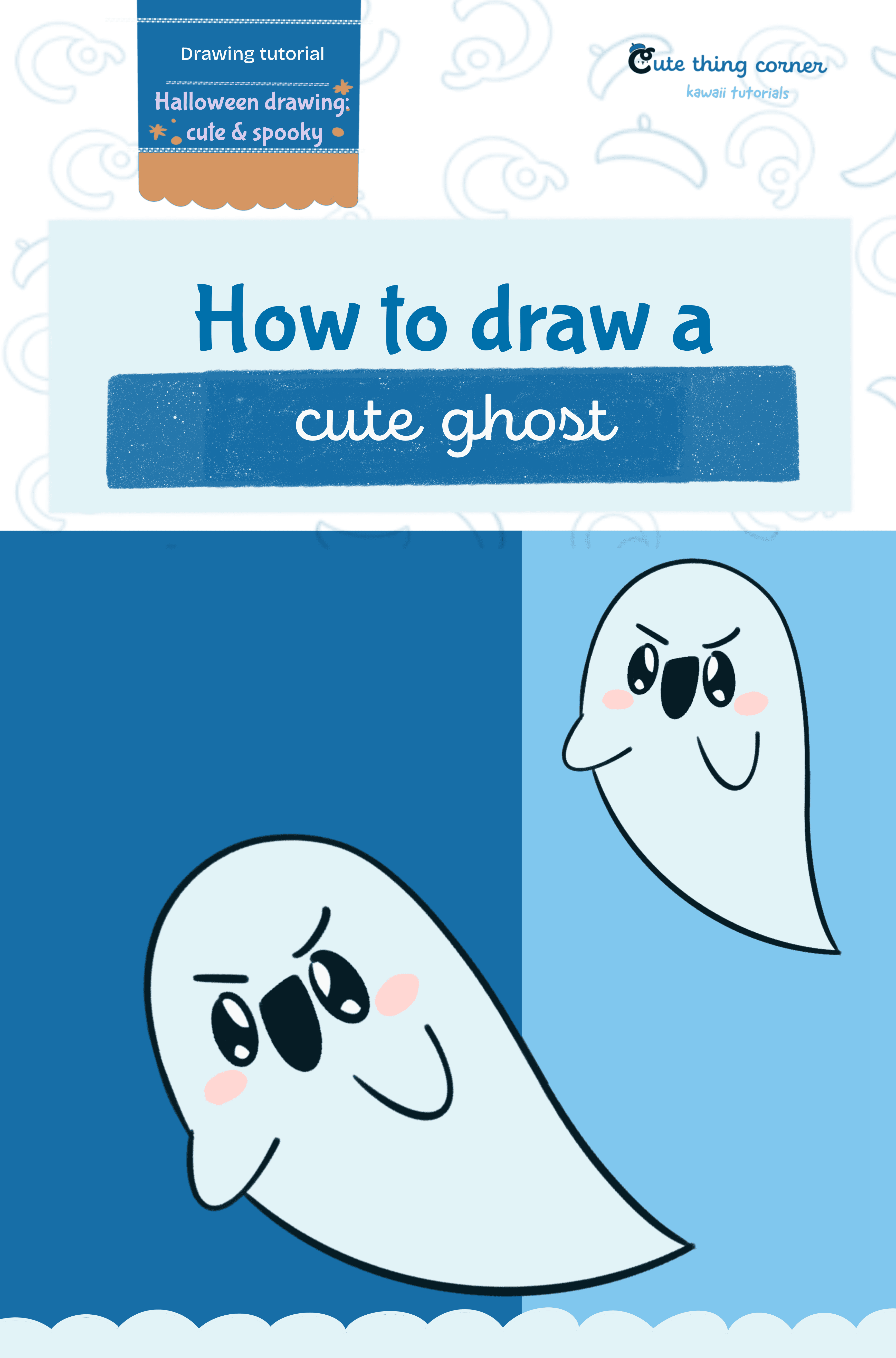 How to draw a cute ghost (Step-by-step)