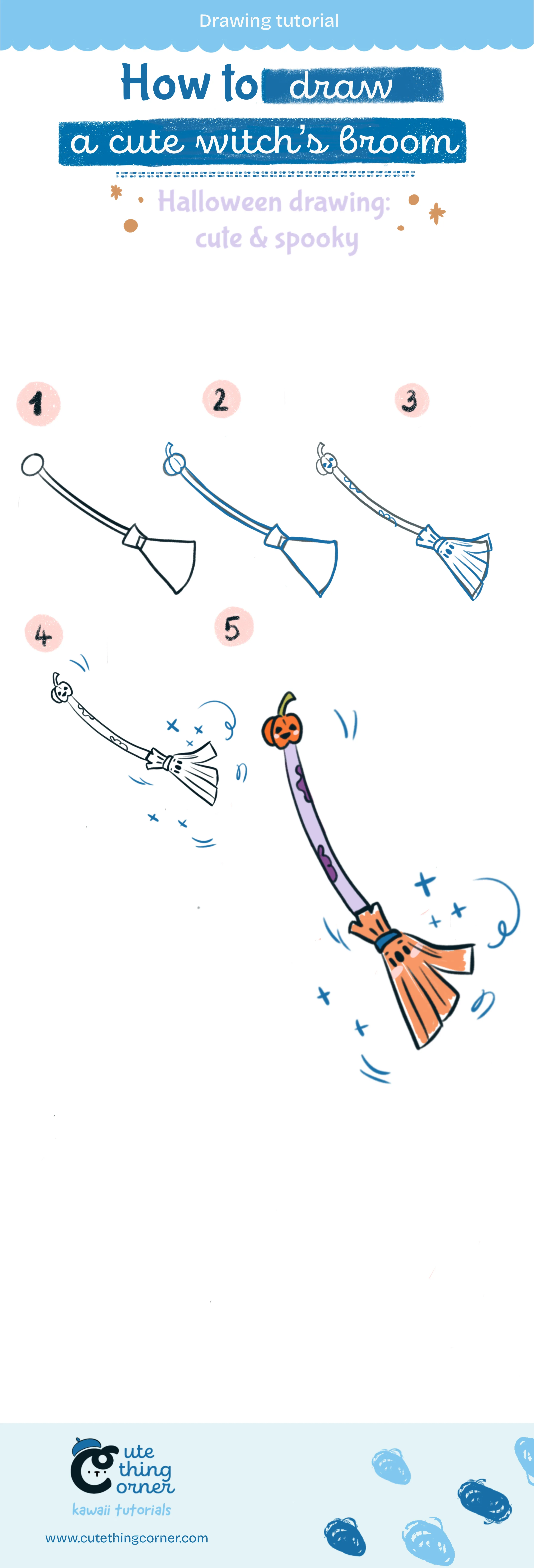 How to draw a cute witch's room