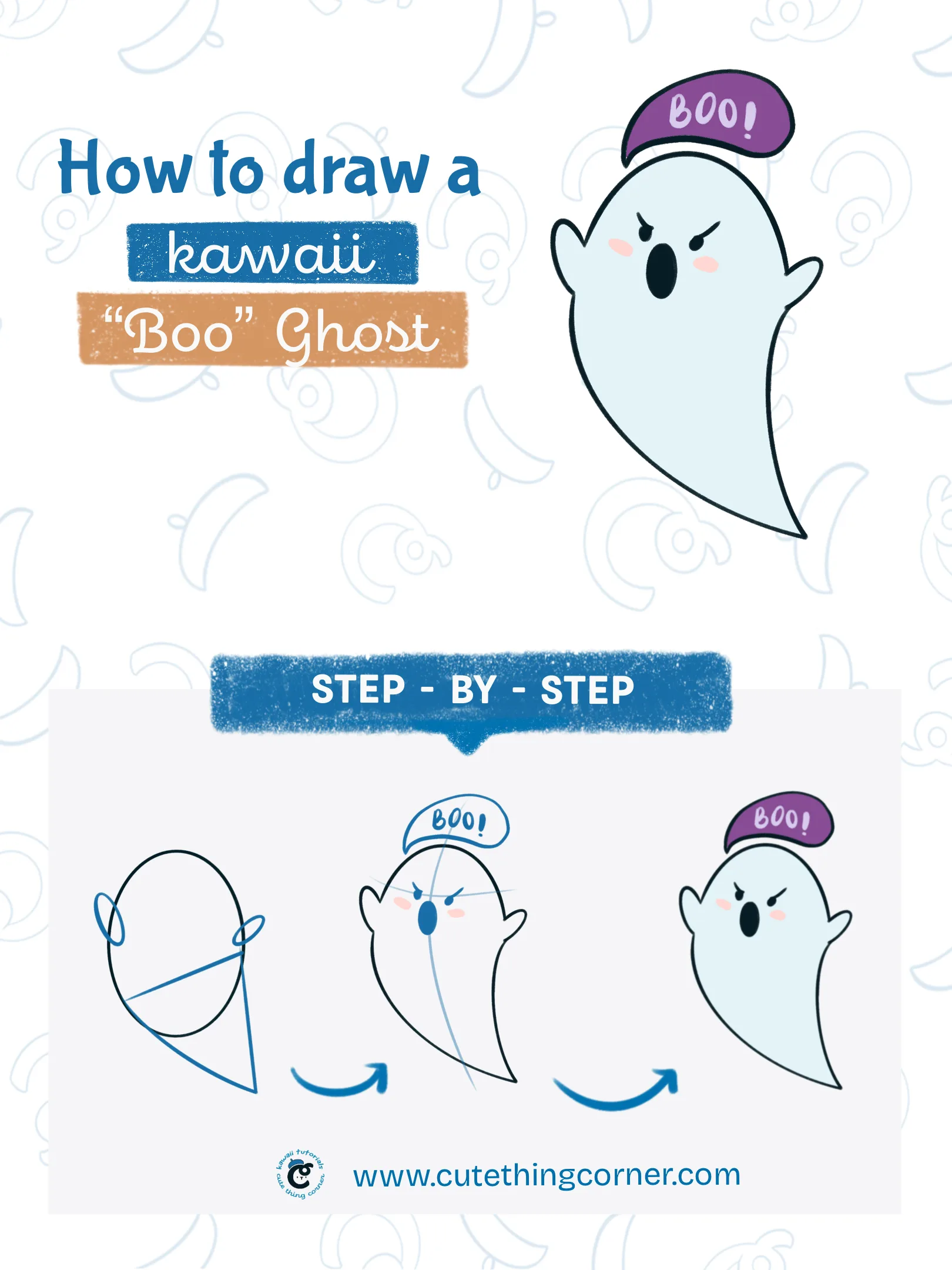 How to draw a kawaii boo ghost