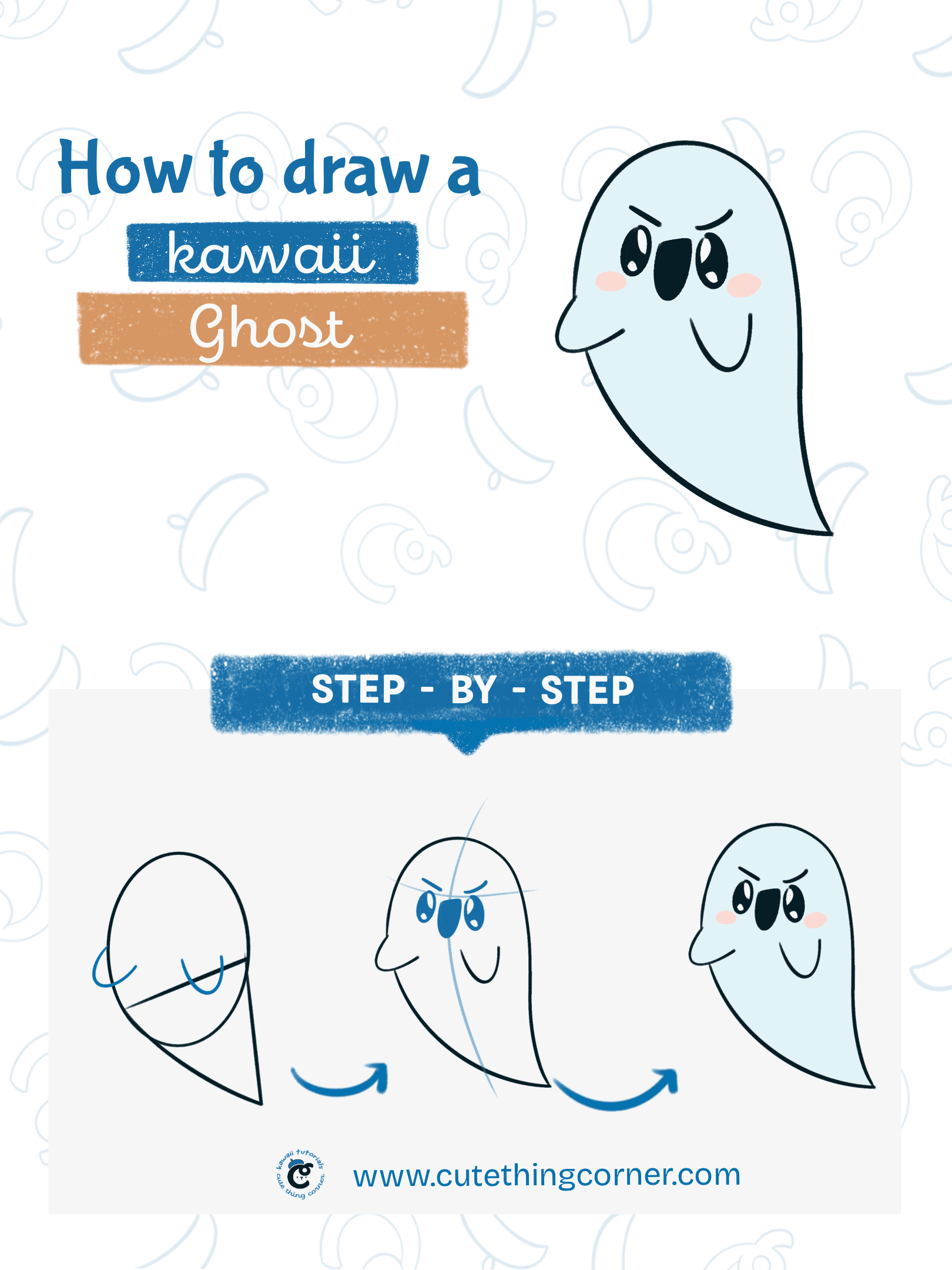 How to draw a kawaii ghost