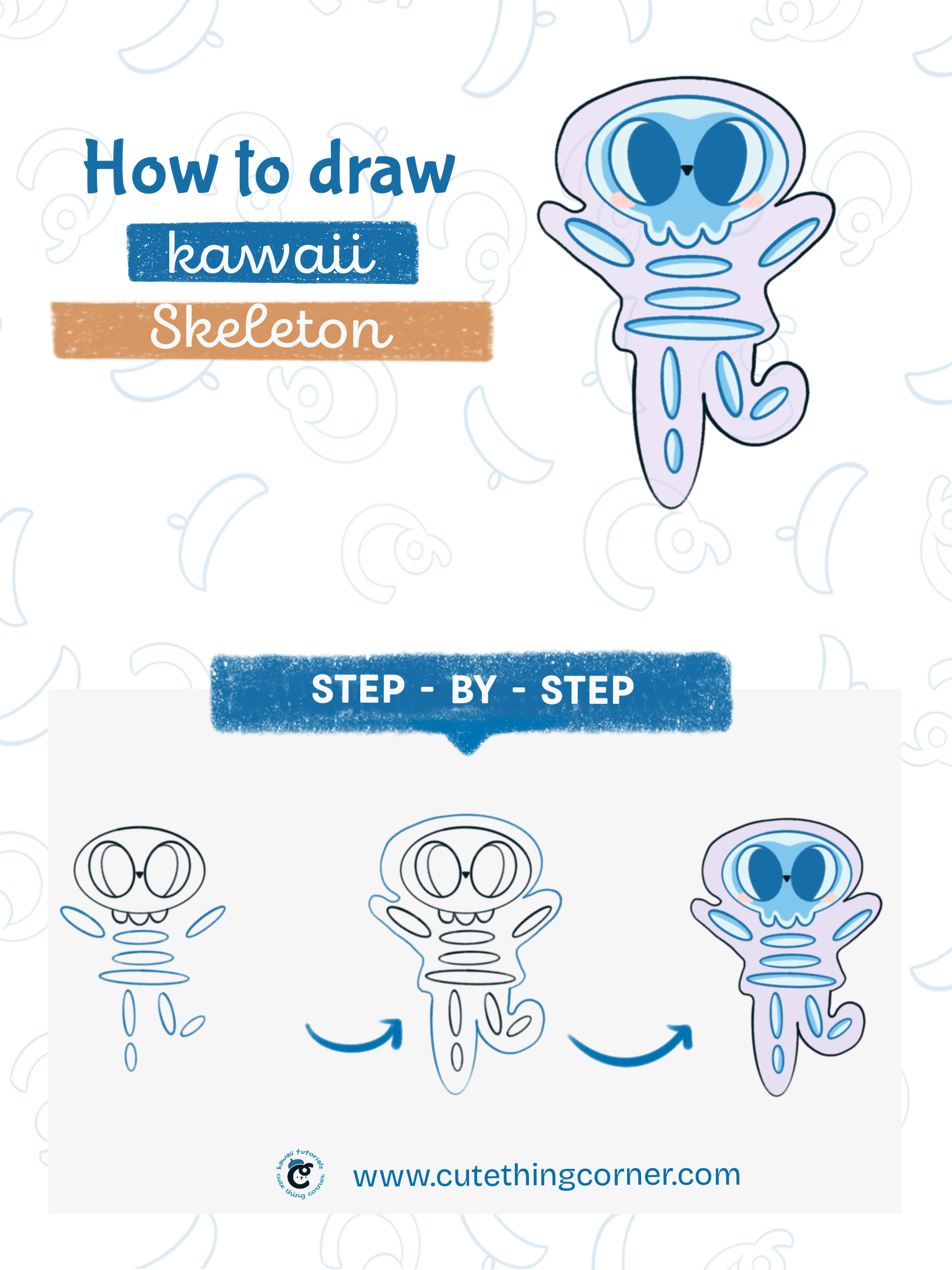 How to draw a kawaii skeleton