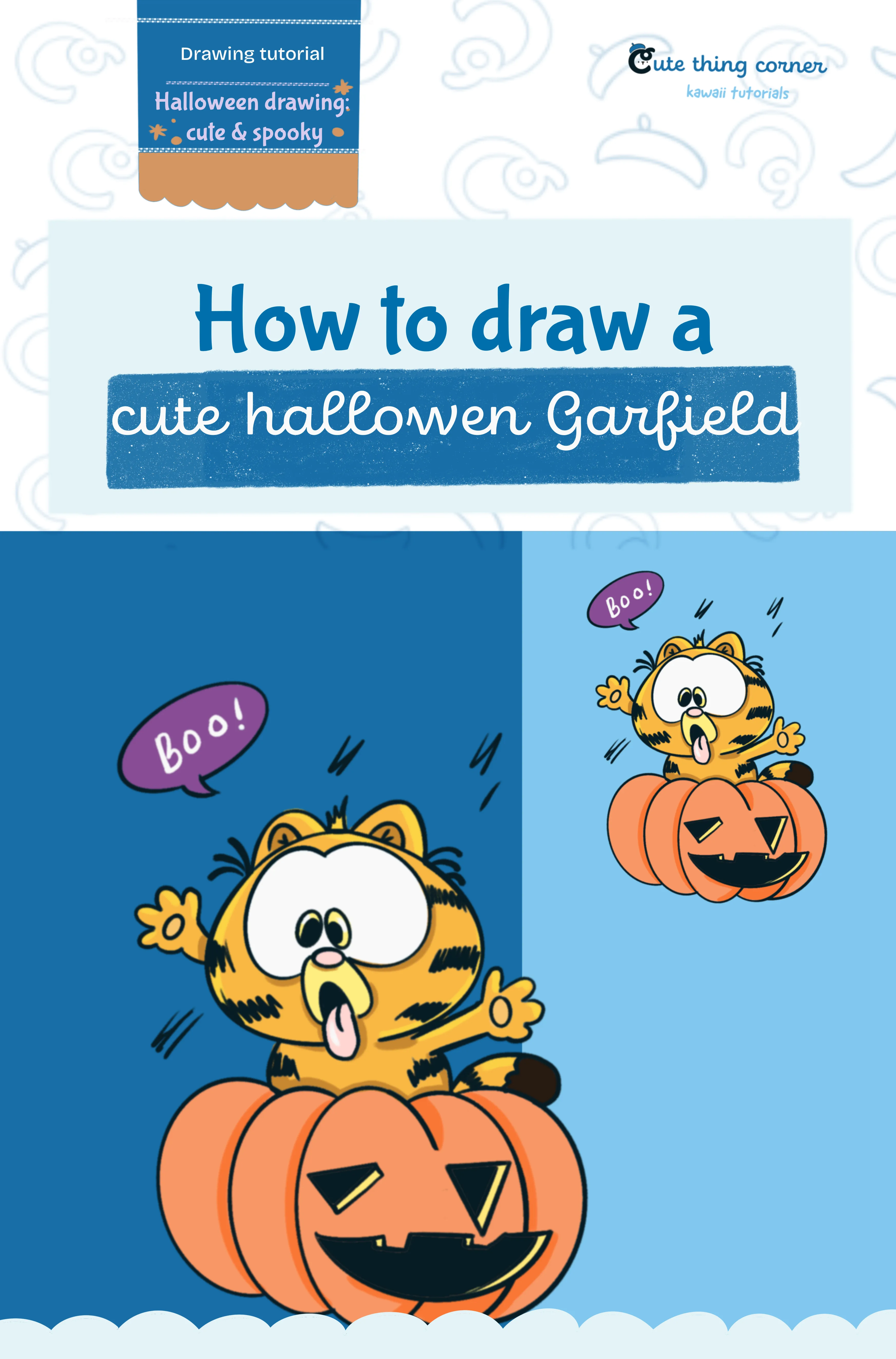 How to draw cute Garfiled in Halloween (Step-by-step)