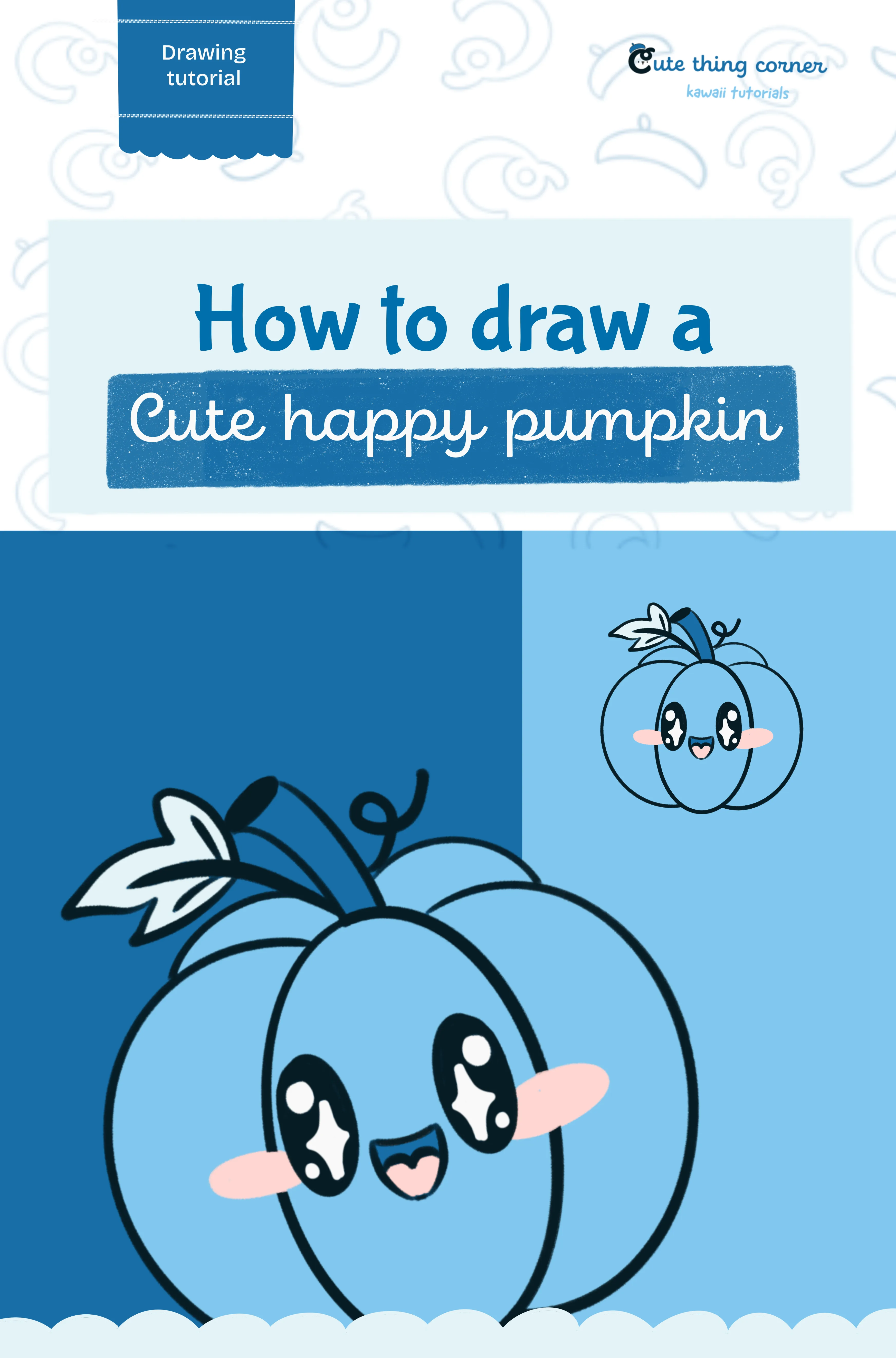 How to draw cute happy pumpkin