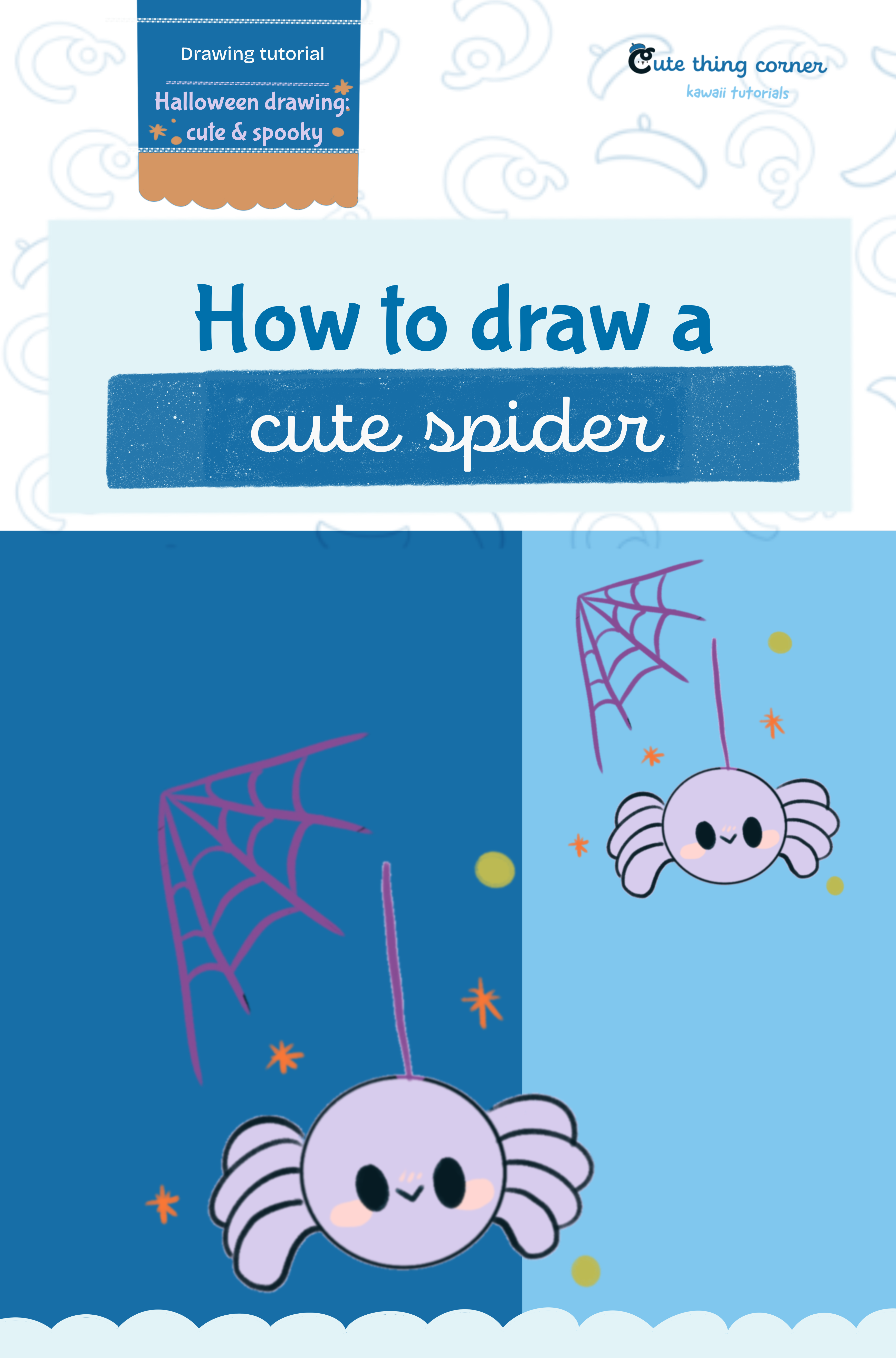 How to draw a cute spider (Step-by-step)