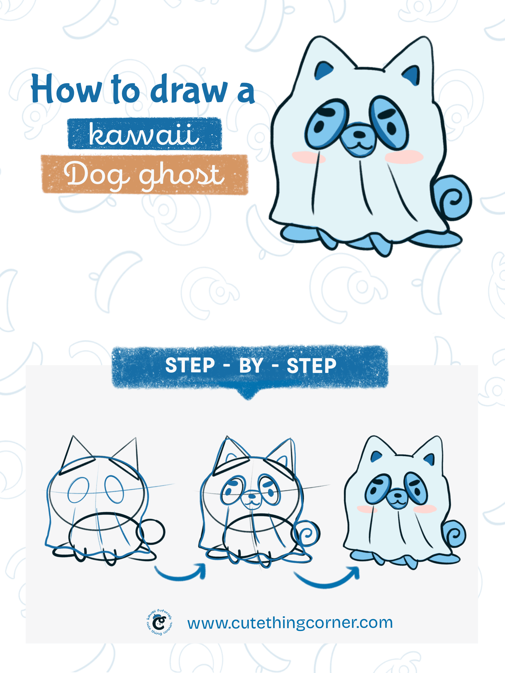 How to draw kawaii dog ghost