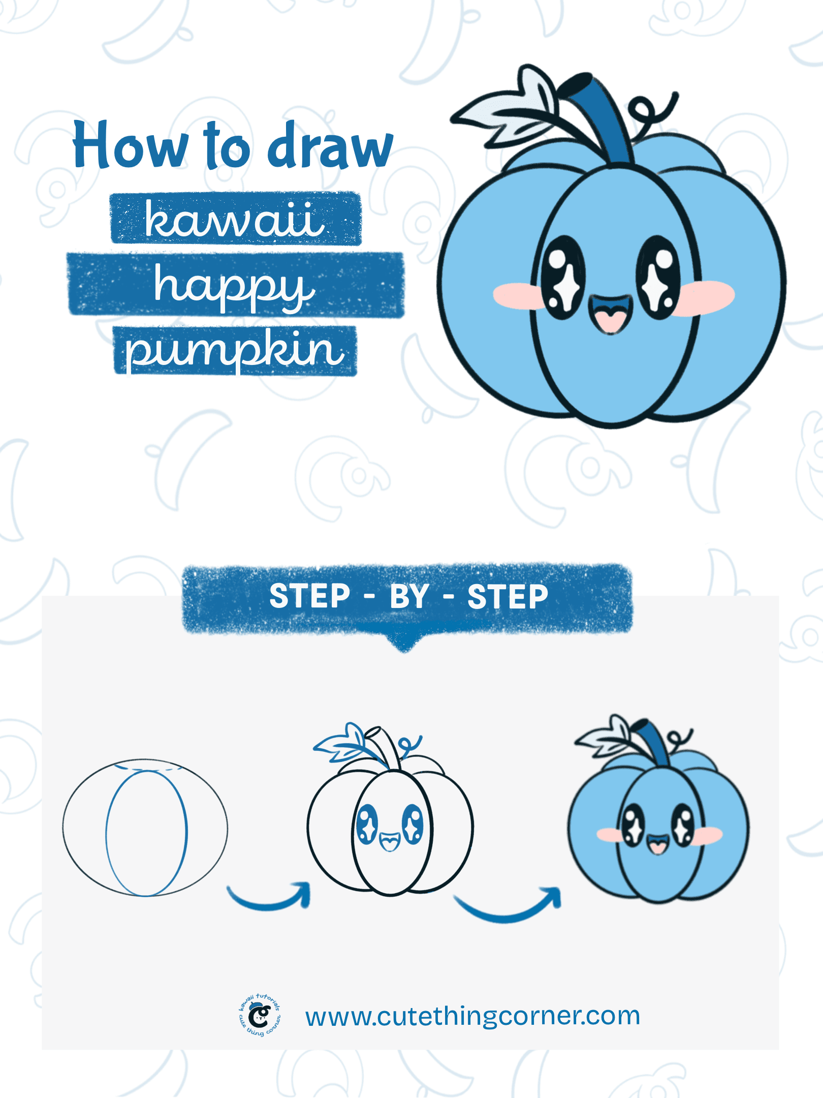 How to draw kawaii happy pumpkin