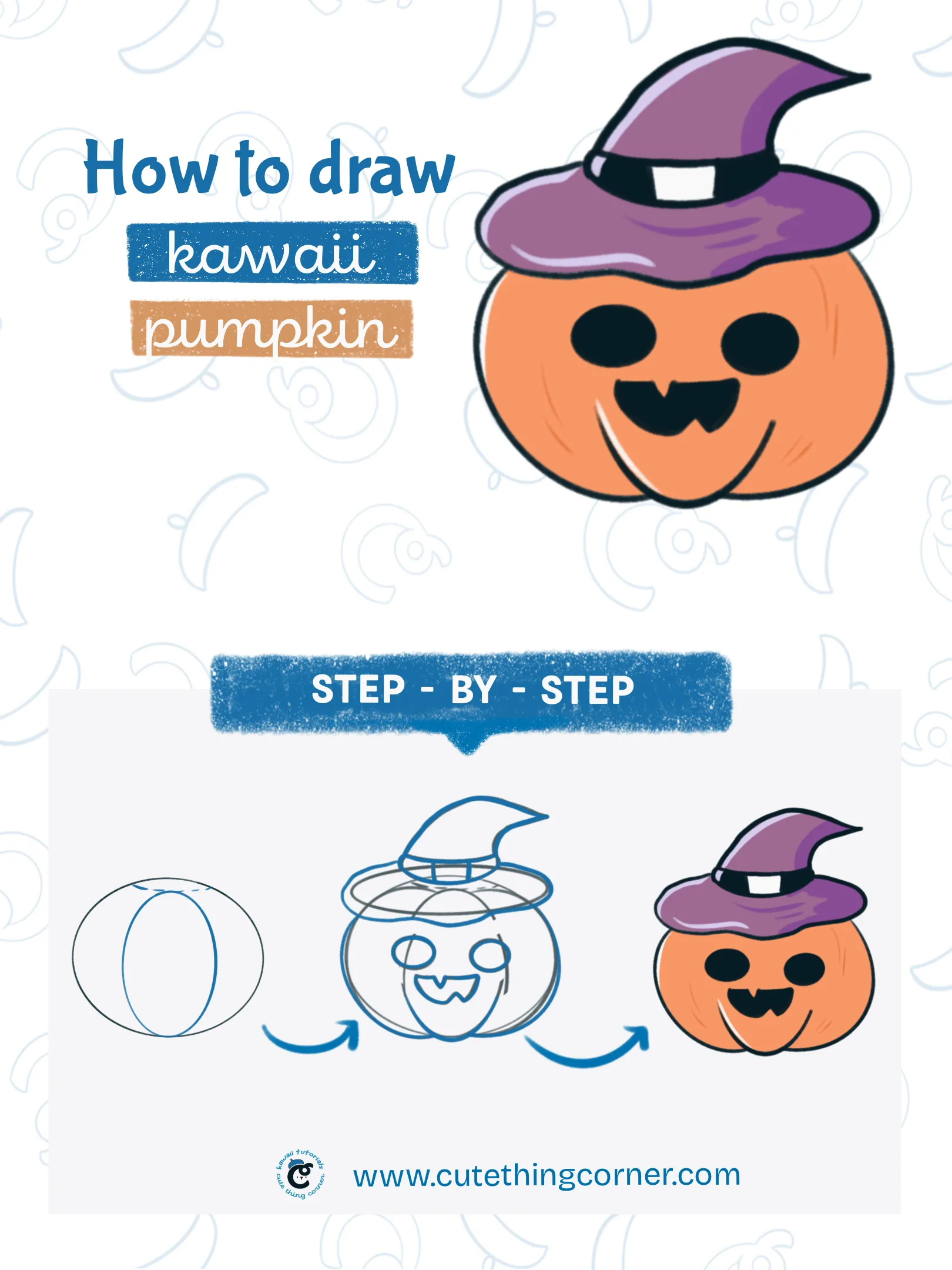 How to draw kawaii pumpkin witch