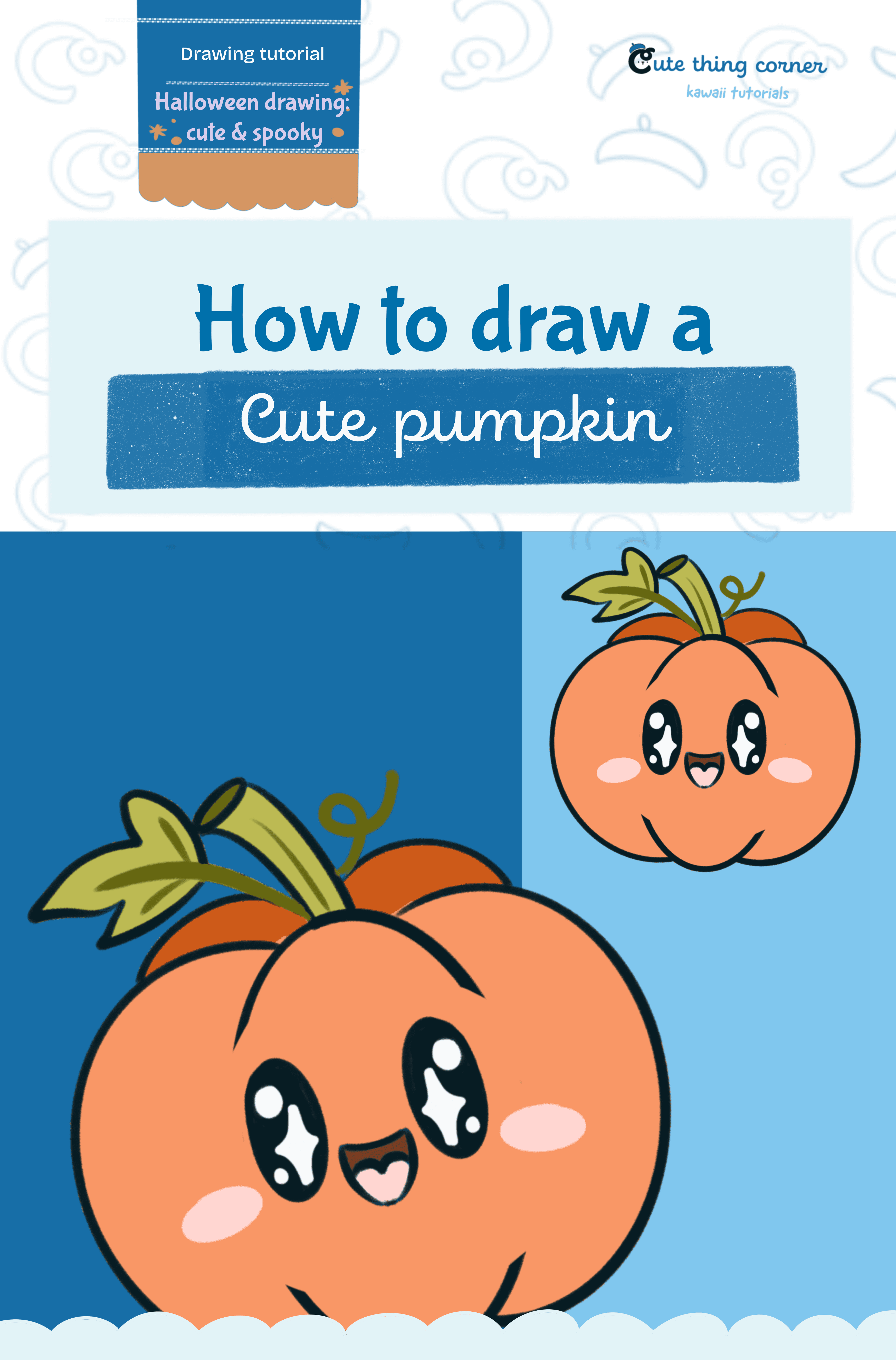 How to draw kawaii pumpkin (Step-by-step)