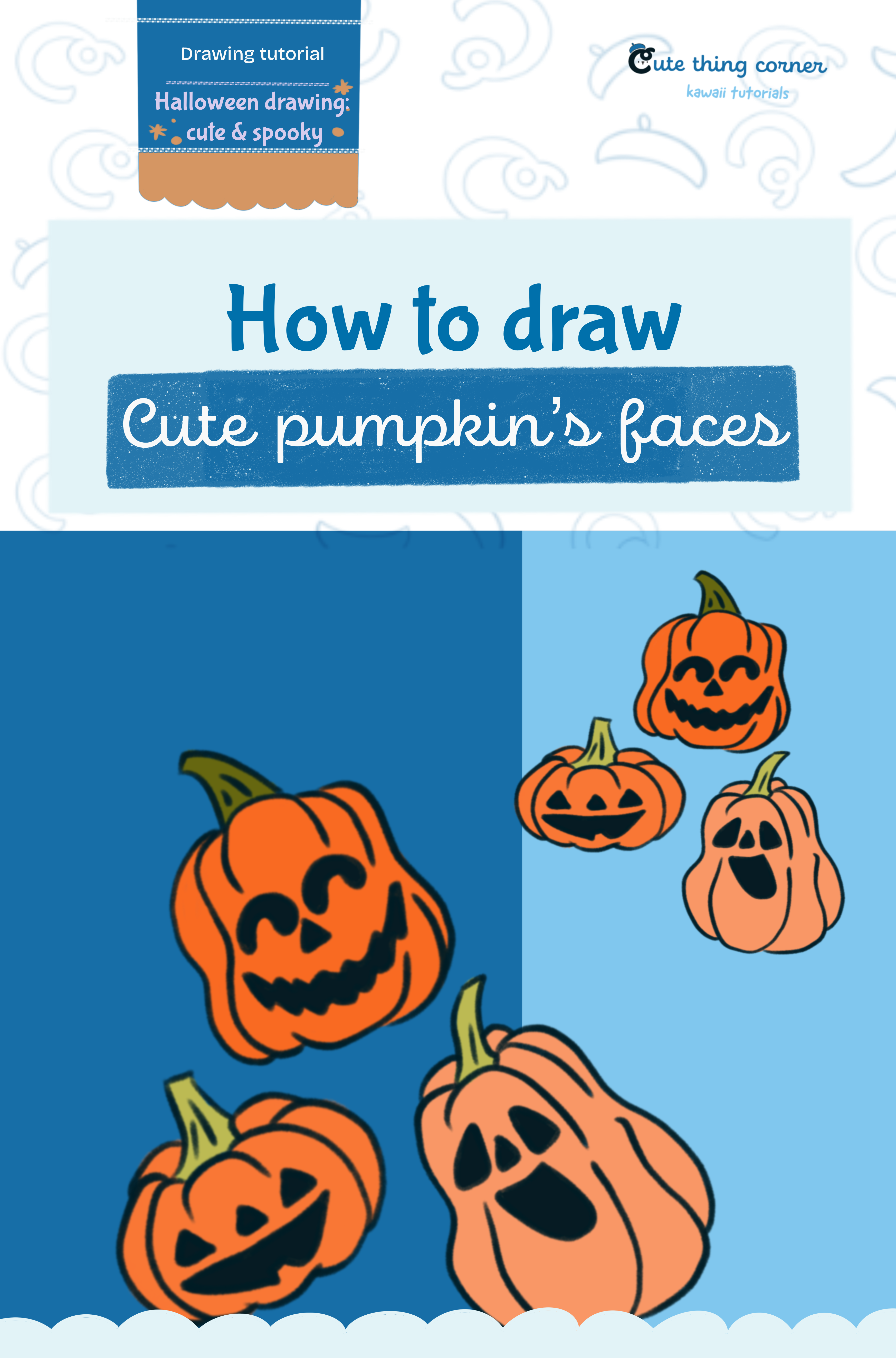 How to draw cute pumpkin’s faces (Step-by-step)