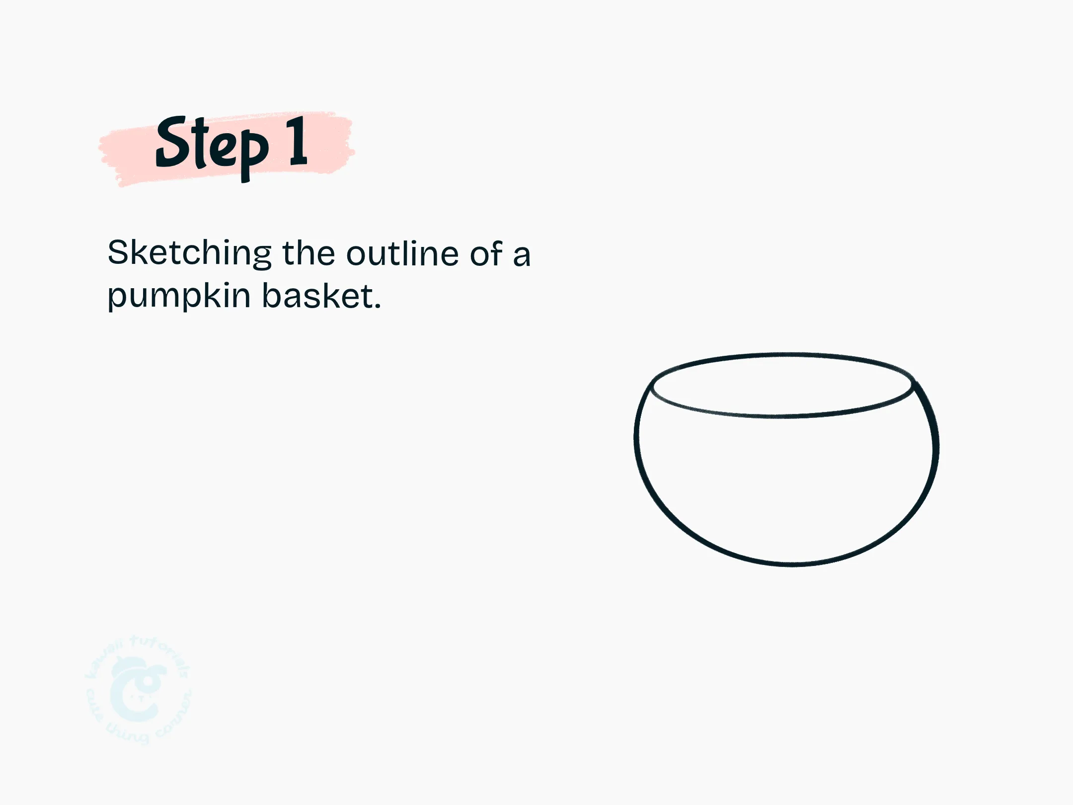Step 1 Sketching the outline of a pumpkin basket