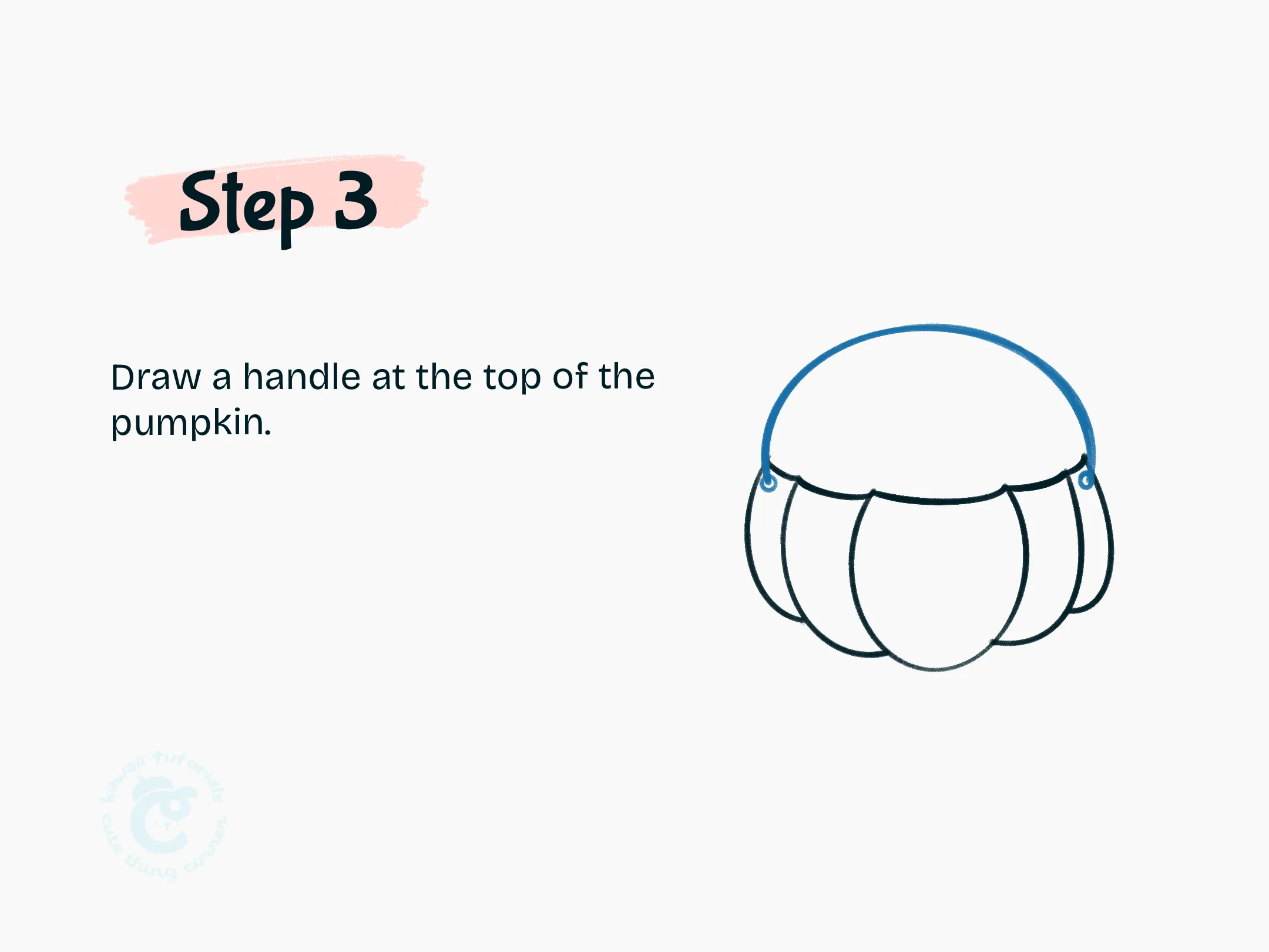 Step 3 Draw a handle at the top of the pumpkin
