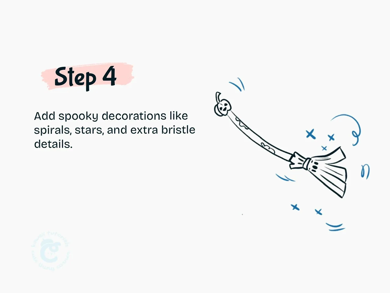 Step 4 Add spooky decorations like spirals, stars, and extra bristle details