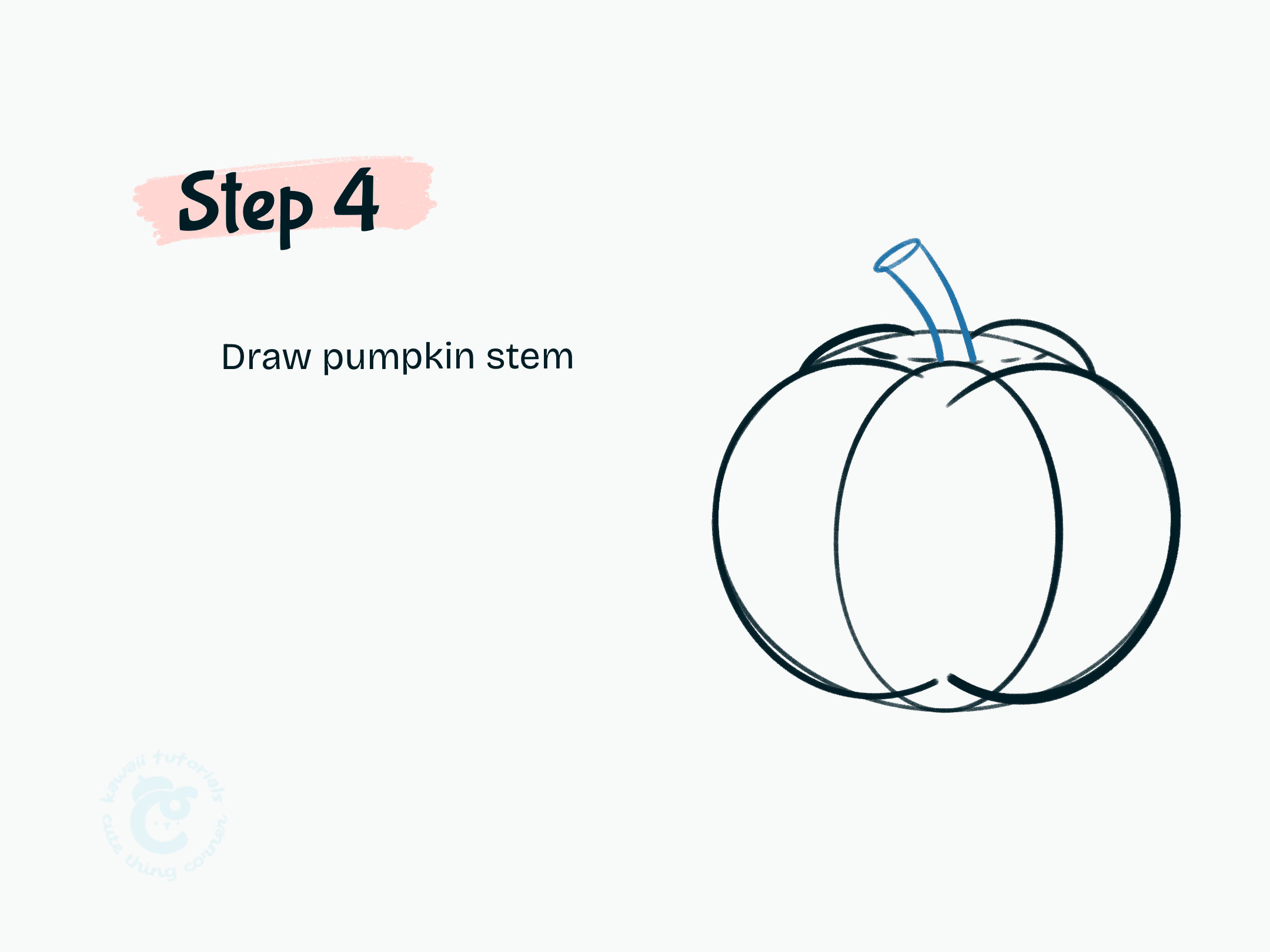 Step 4 Draw pumpkin stem