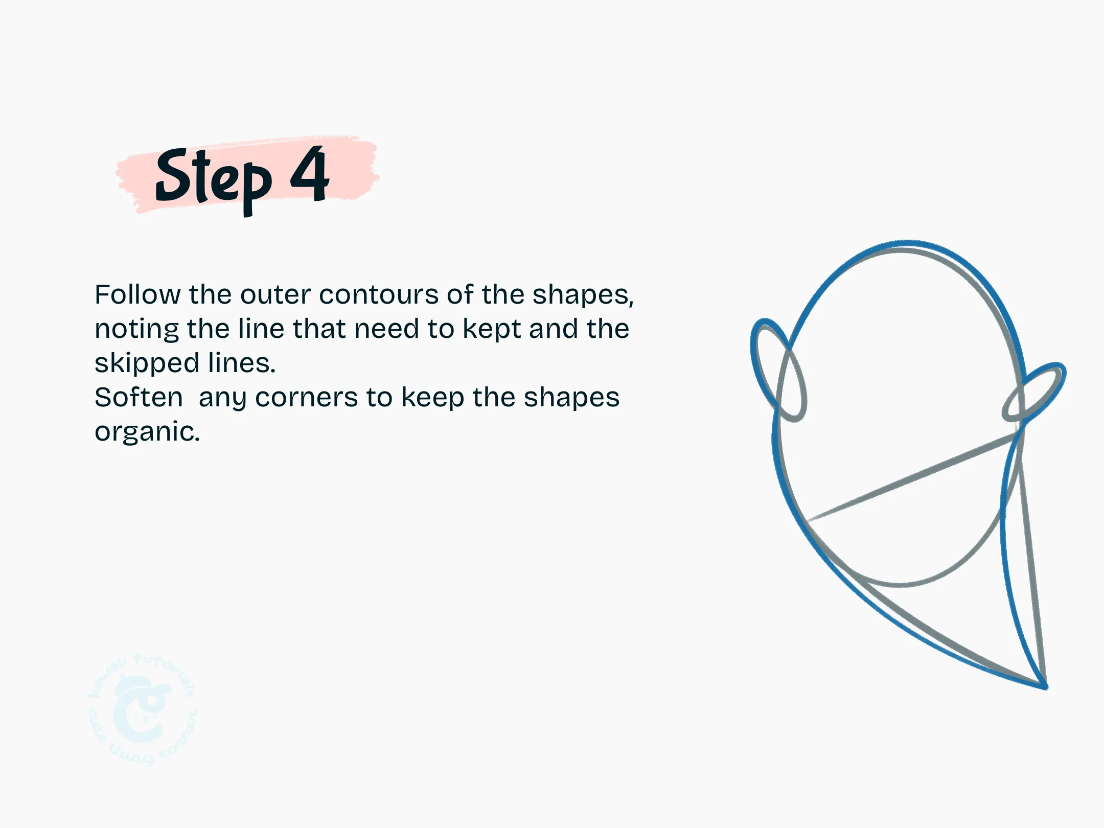 Step 4 Follow the outer contours of the shapes, noting the line that need to kept and the skipped lines.