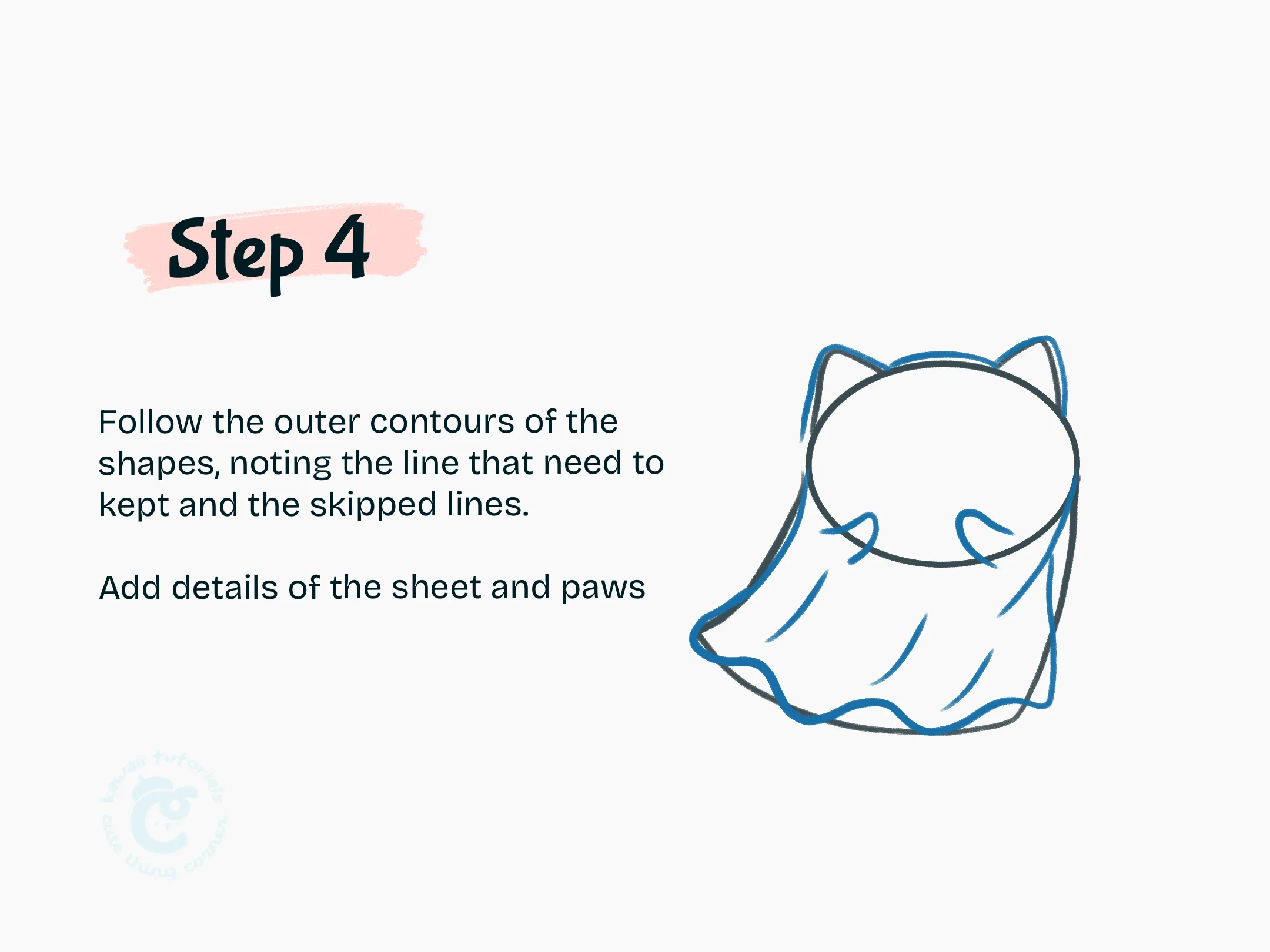 Step 4 Follow the outer contours of the shapes, noting the line that need to kept and the skipped lines
