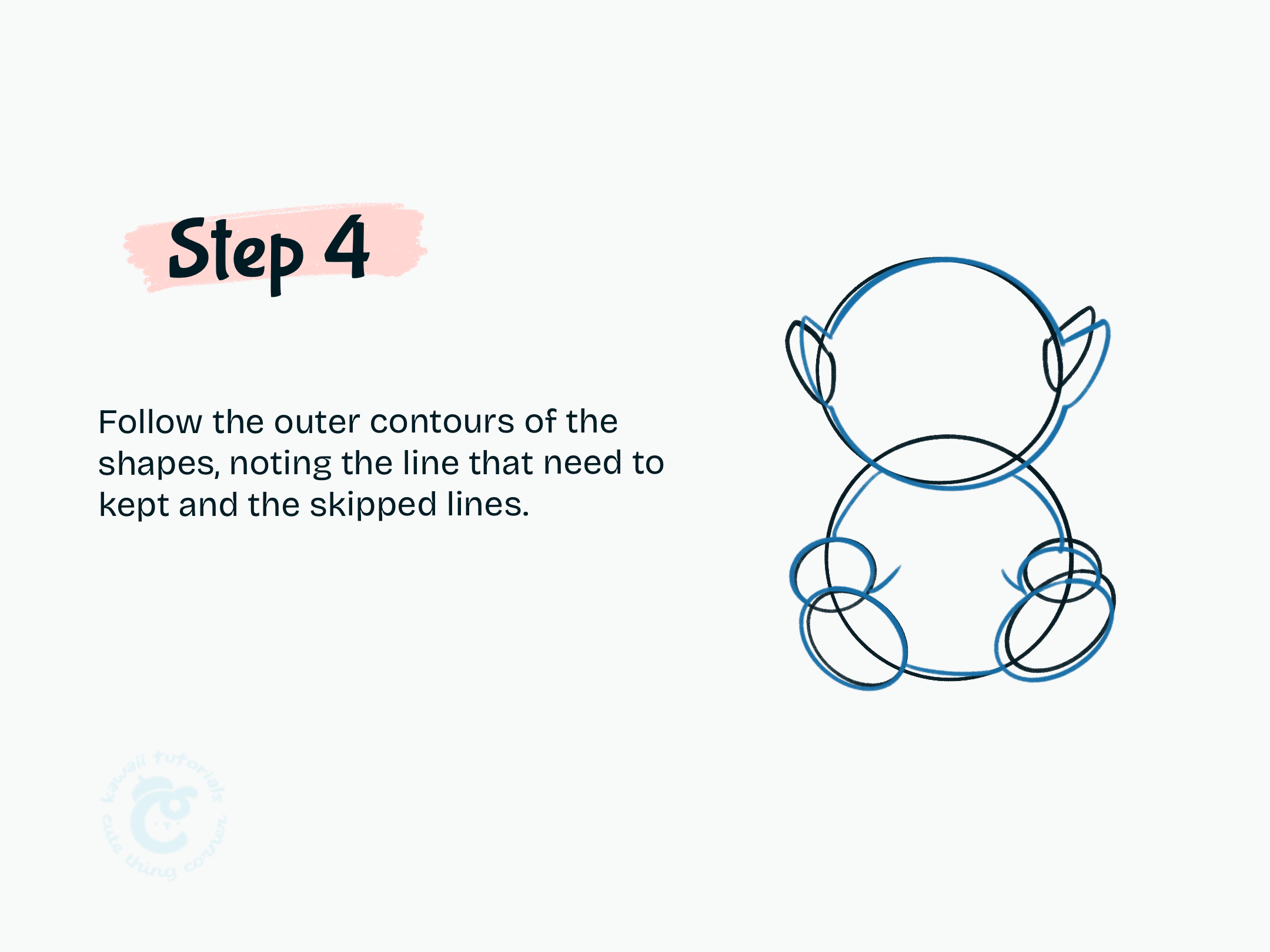 Step 4 Follow the outer contours of the shapes, noting the line that need to kept and the skipped lines