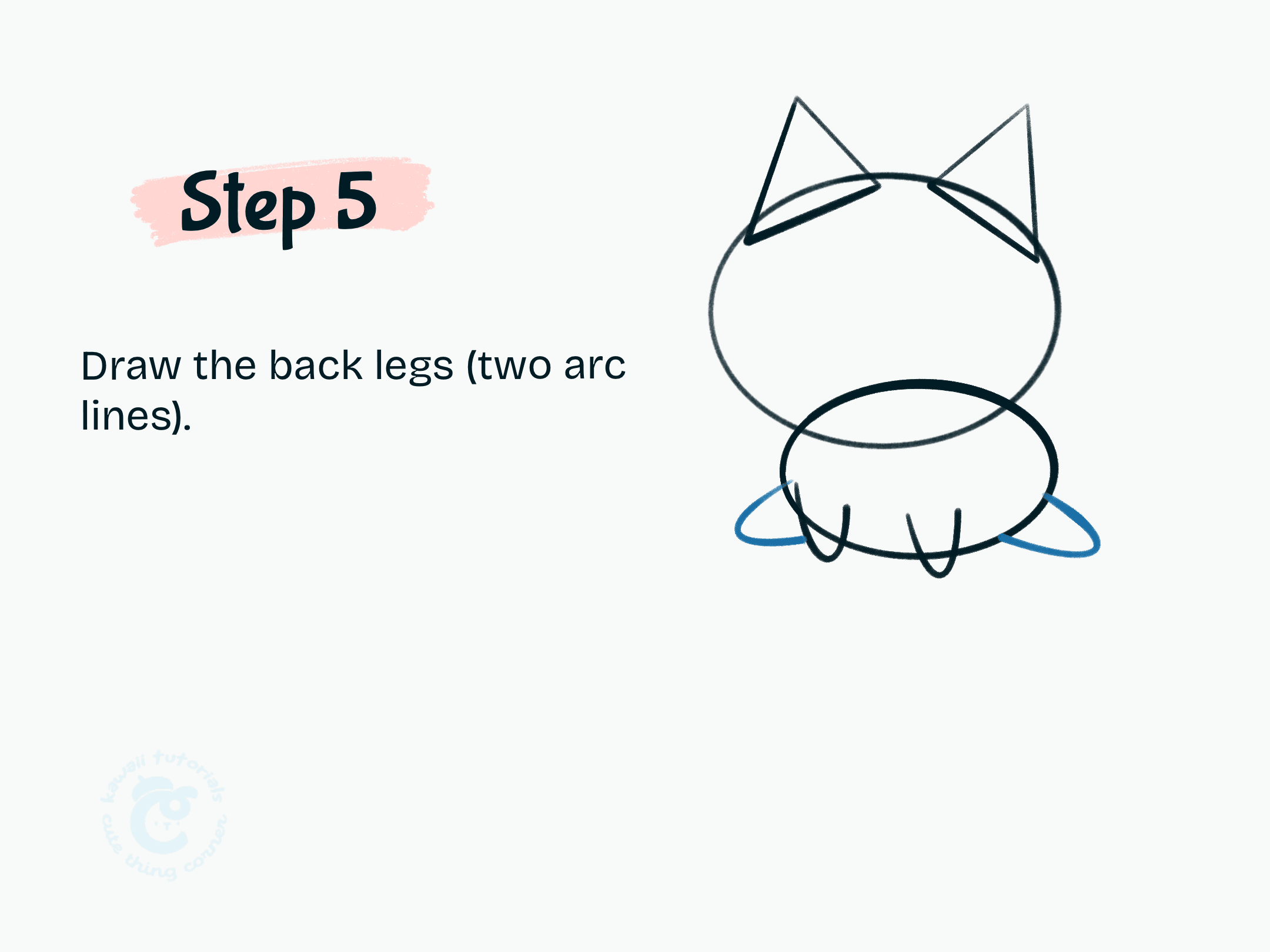 Step 5 Draw the back legs (two arc lines)