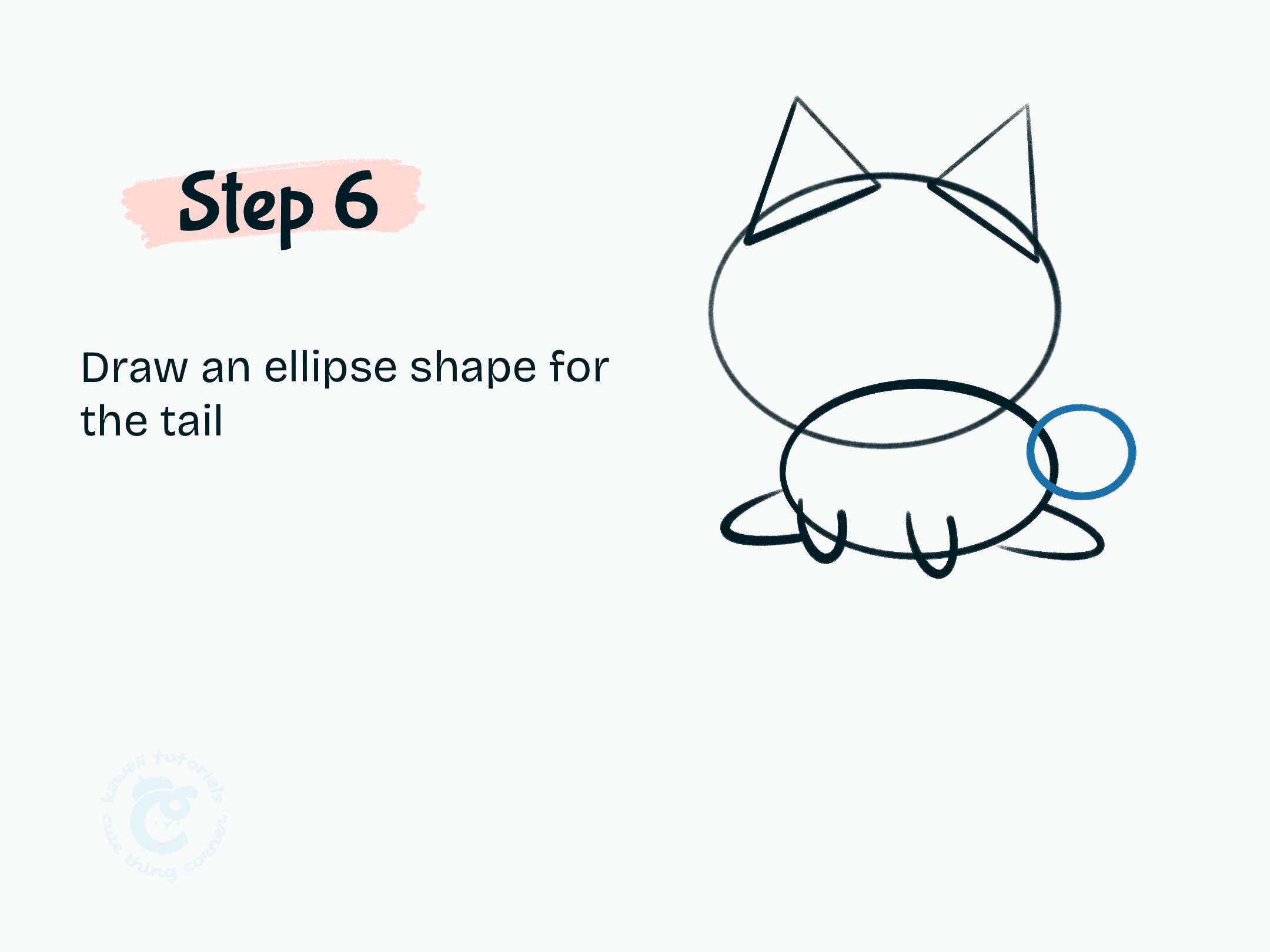 Step 6 Draw an ellipse shape for the tail