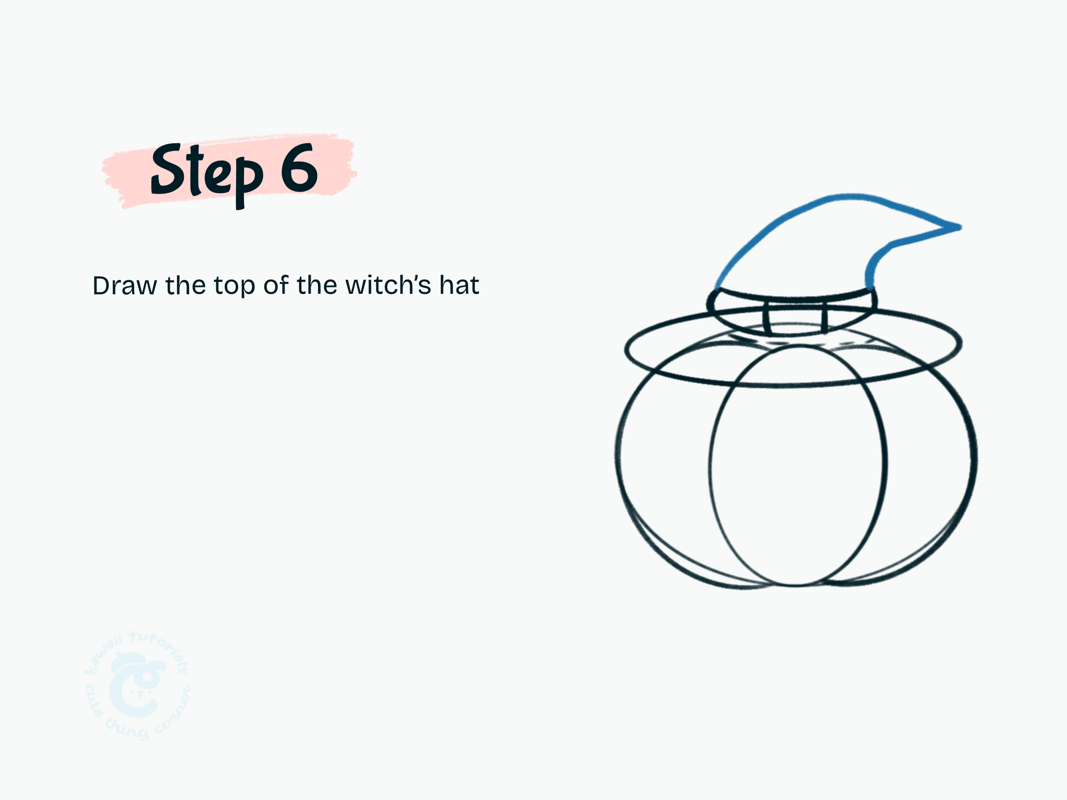 Step 6 Draw the top of the witch's hat