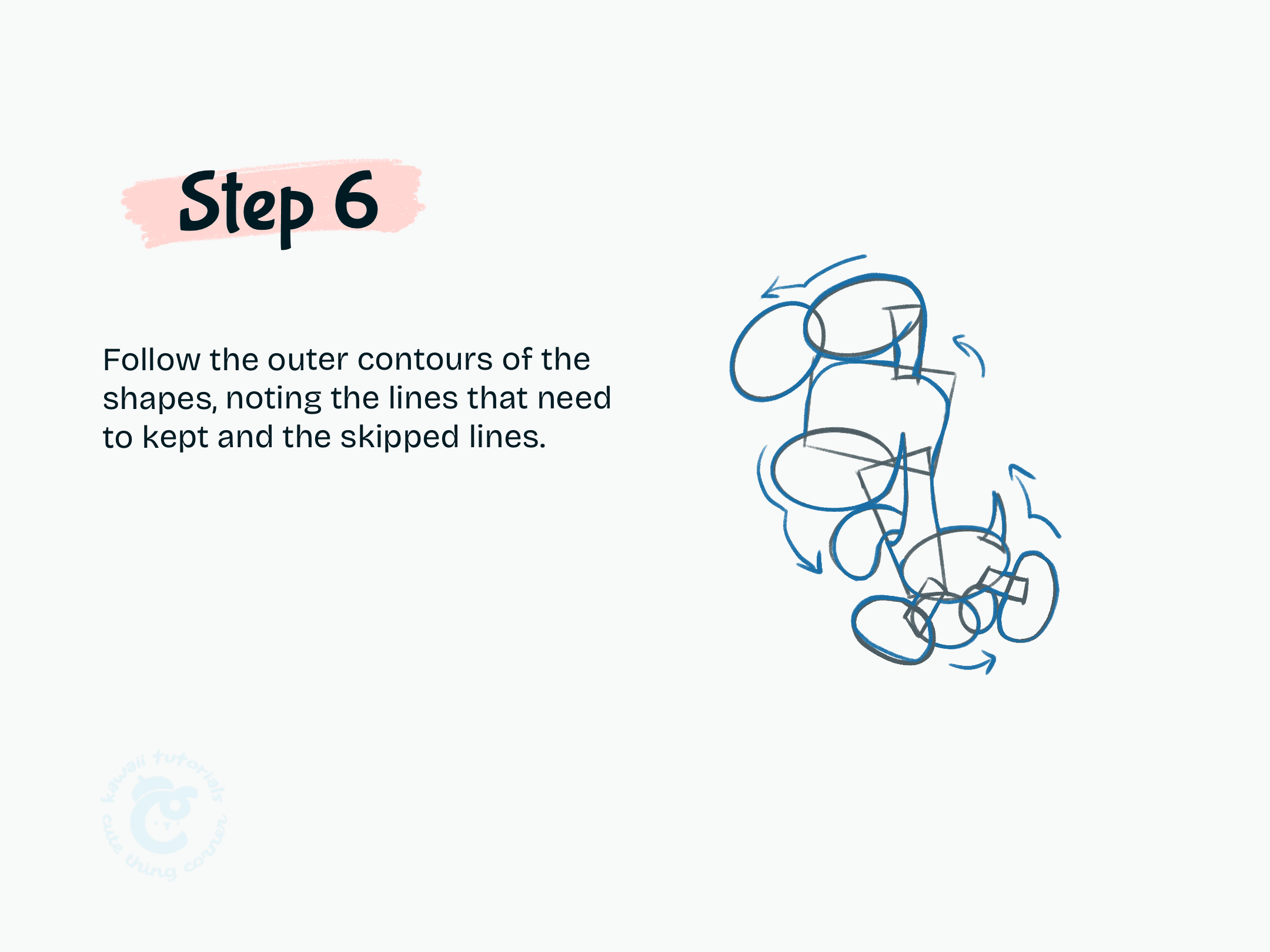 Step 6 Follow the outer contours of the shapes, noting the lines that need to kept and the skipped lines