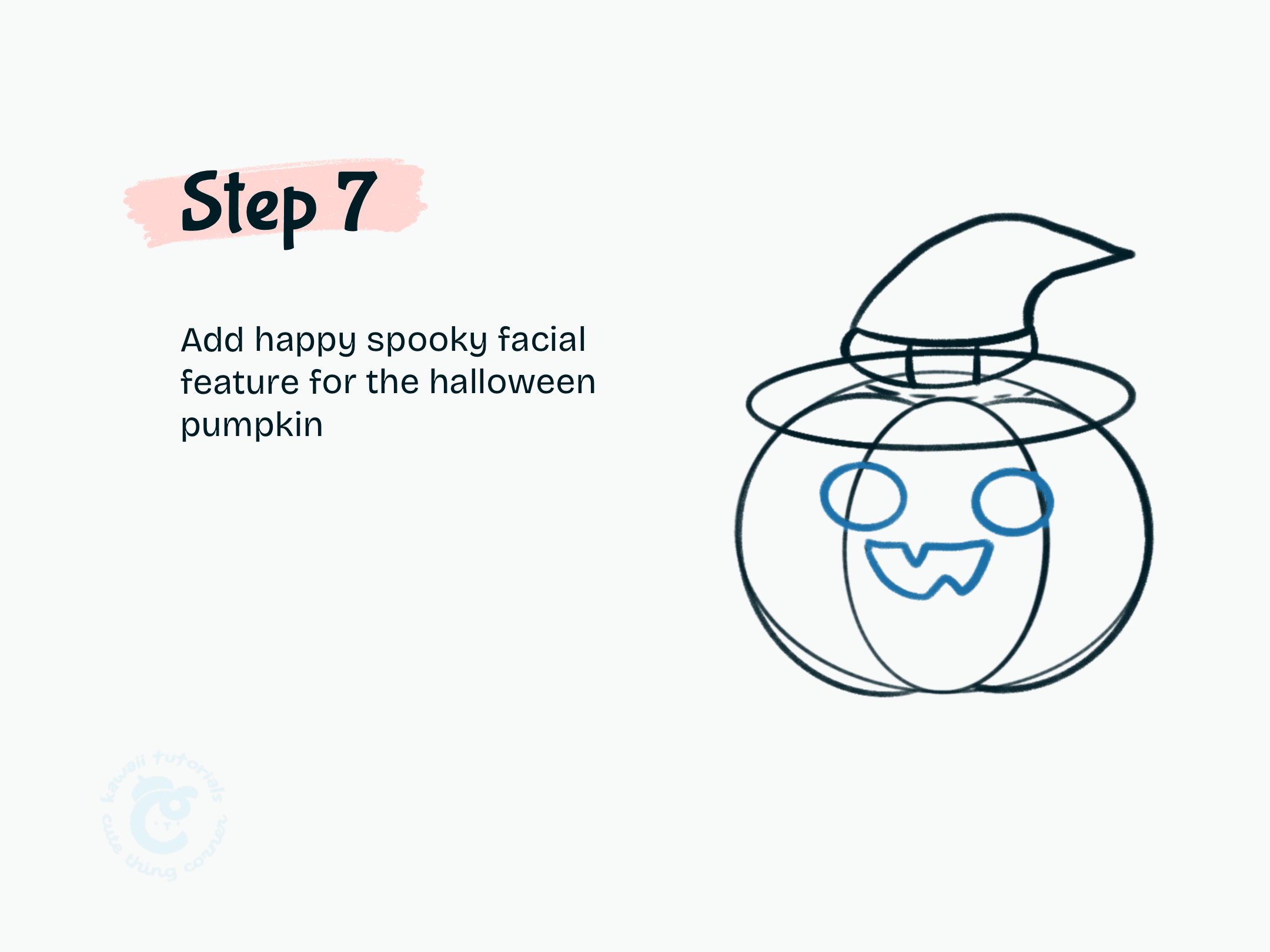 Step 7 Add happy spooky facial feature for the halloween pumpkin