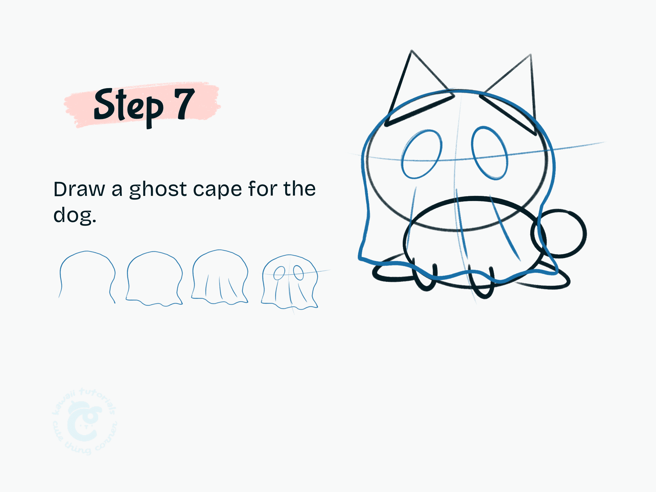 Step 7 Draw a ghost cape for the dog