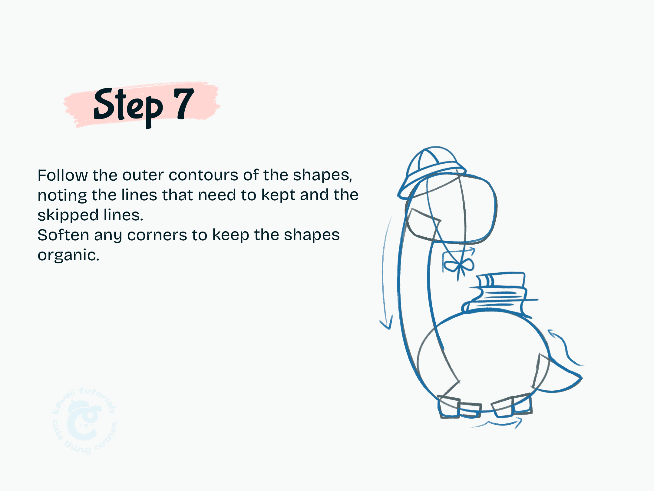 Step 7 Follow the outer contours of the shapes, noting the lines that need to kept and the skipped lines