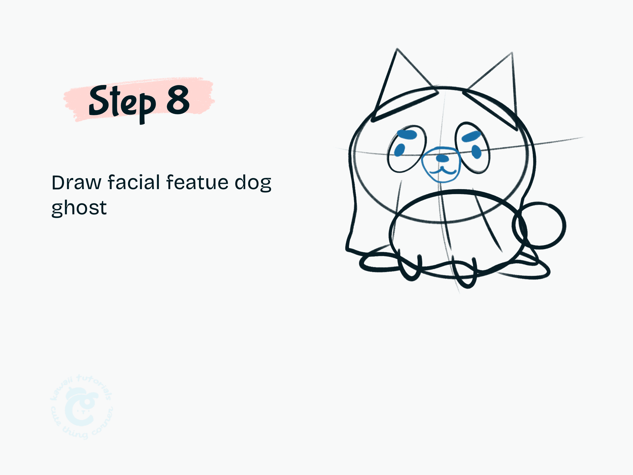 Step 8 Draw facial featue dog ghost