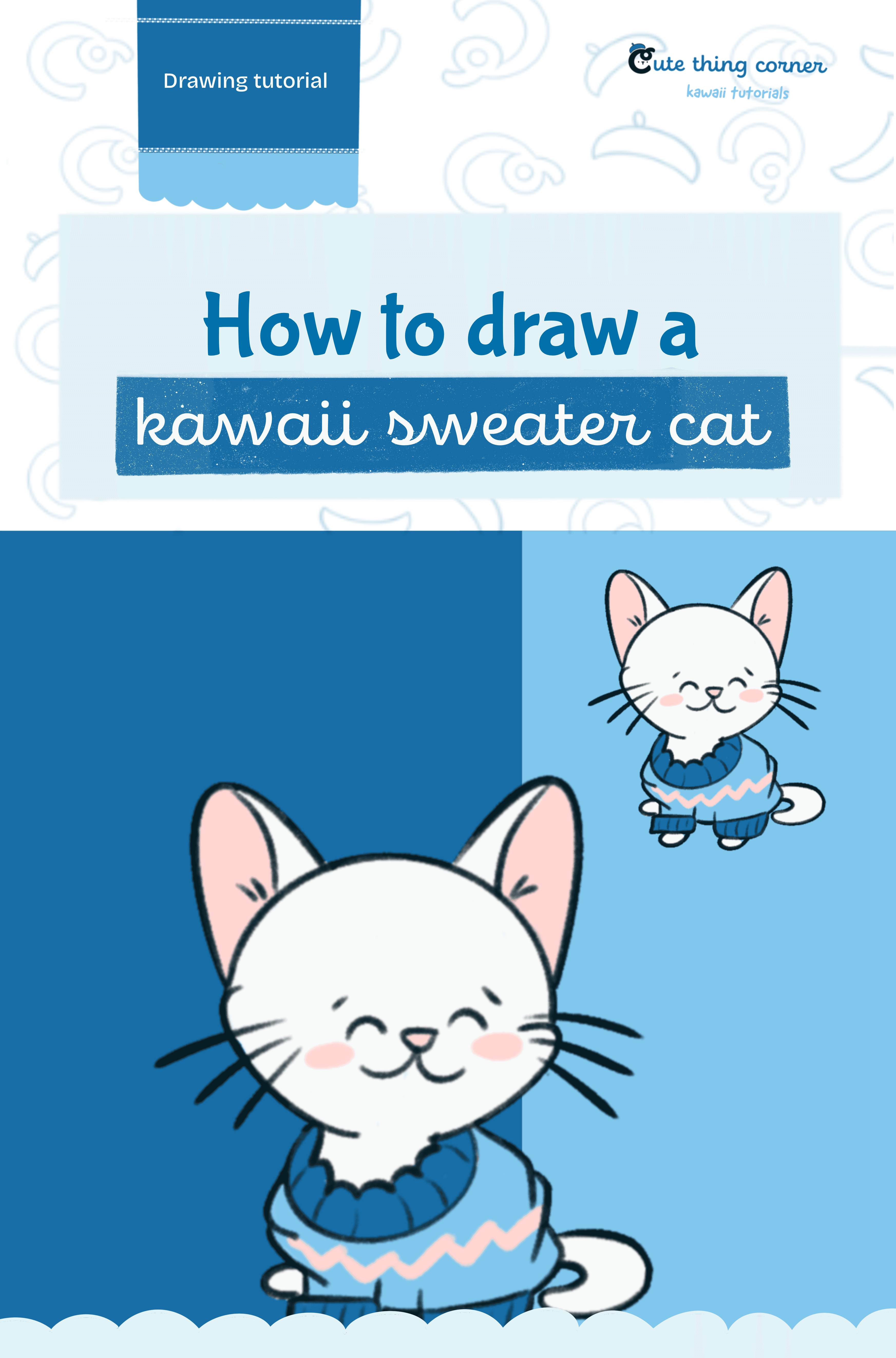 How to draw cute sweater cat (Step-by-step)