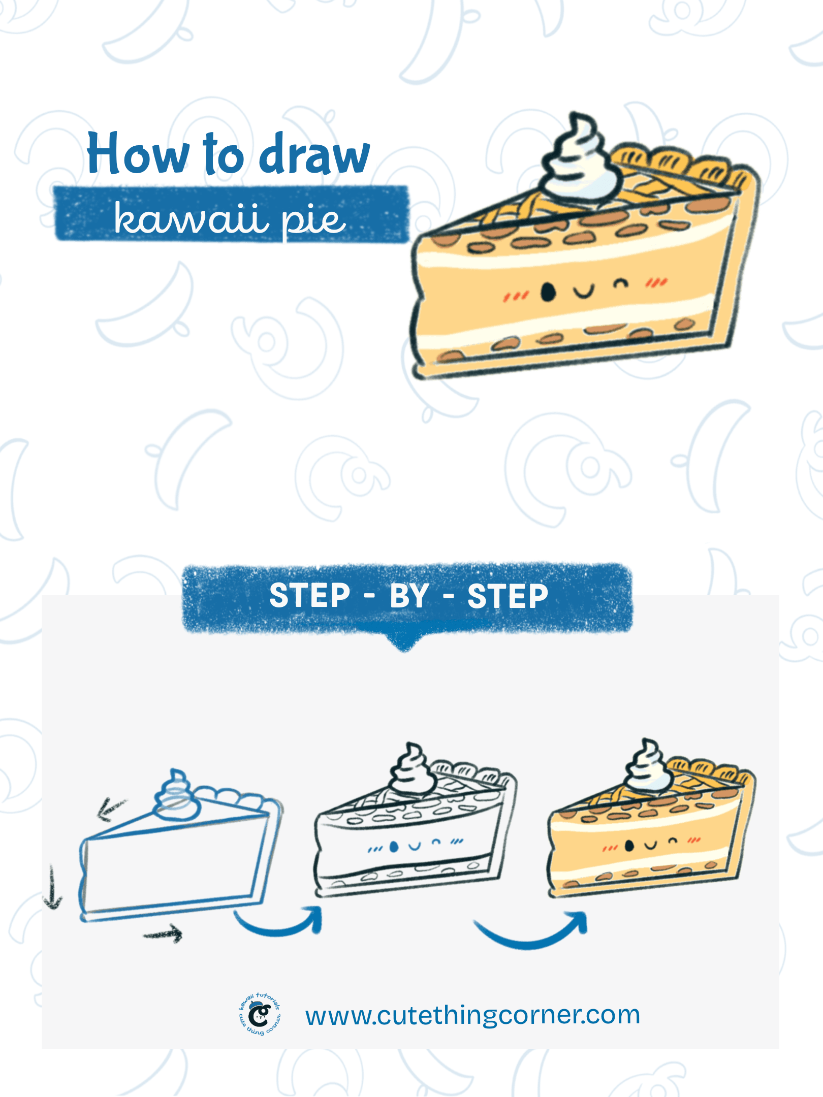 How to draw a kawai pie