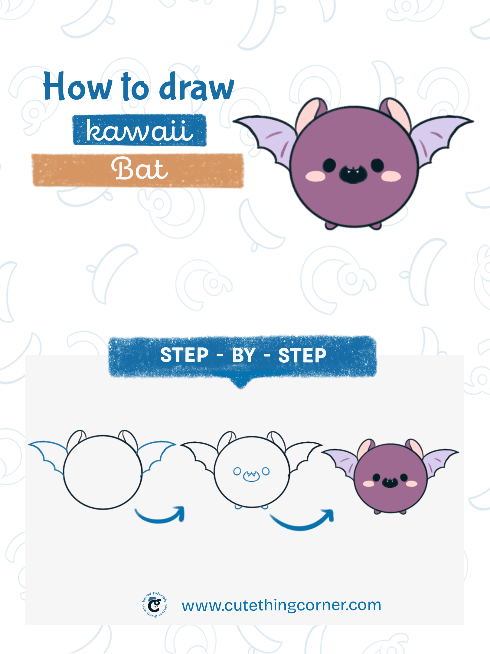 How to draw a kawaii bat