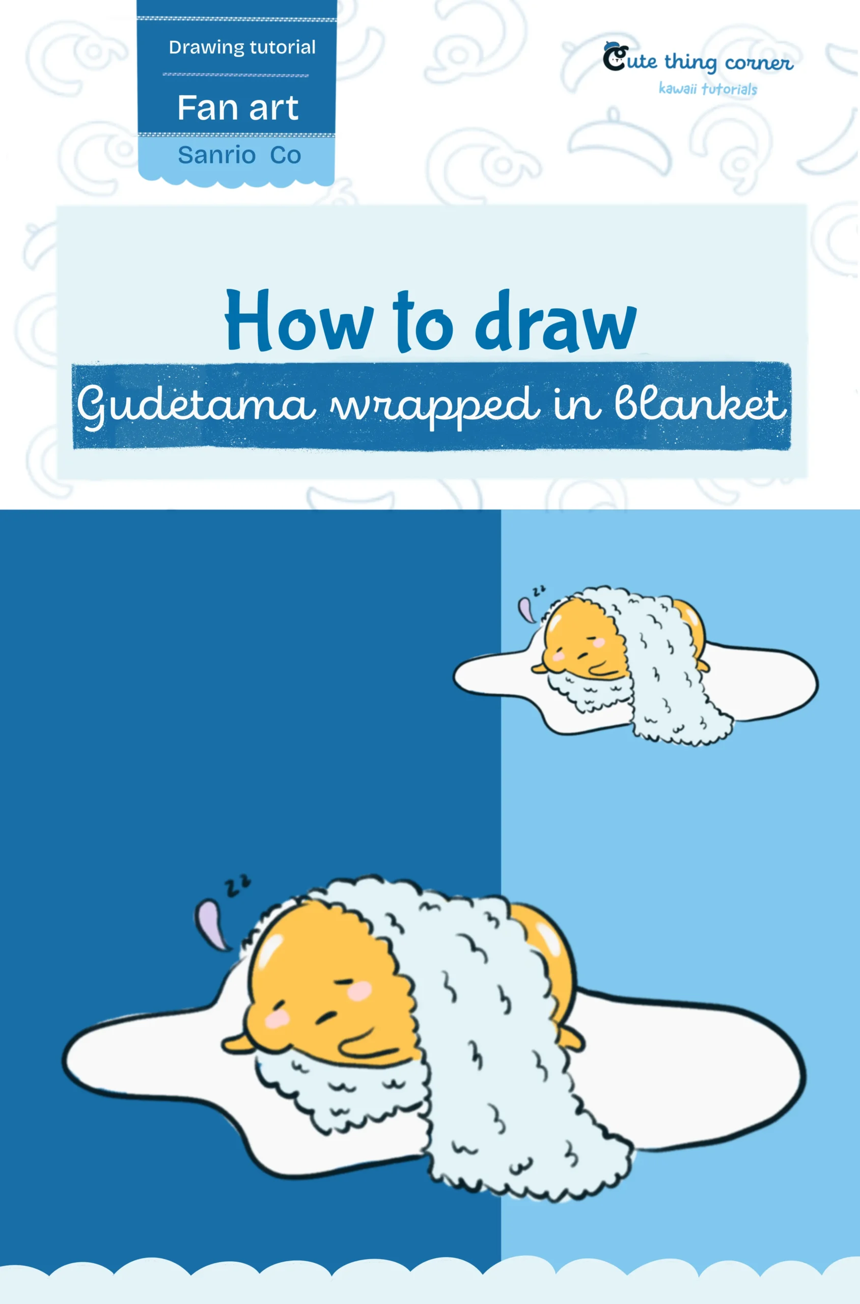 How to draw Gudetama in Blanket (Step-by-step)