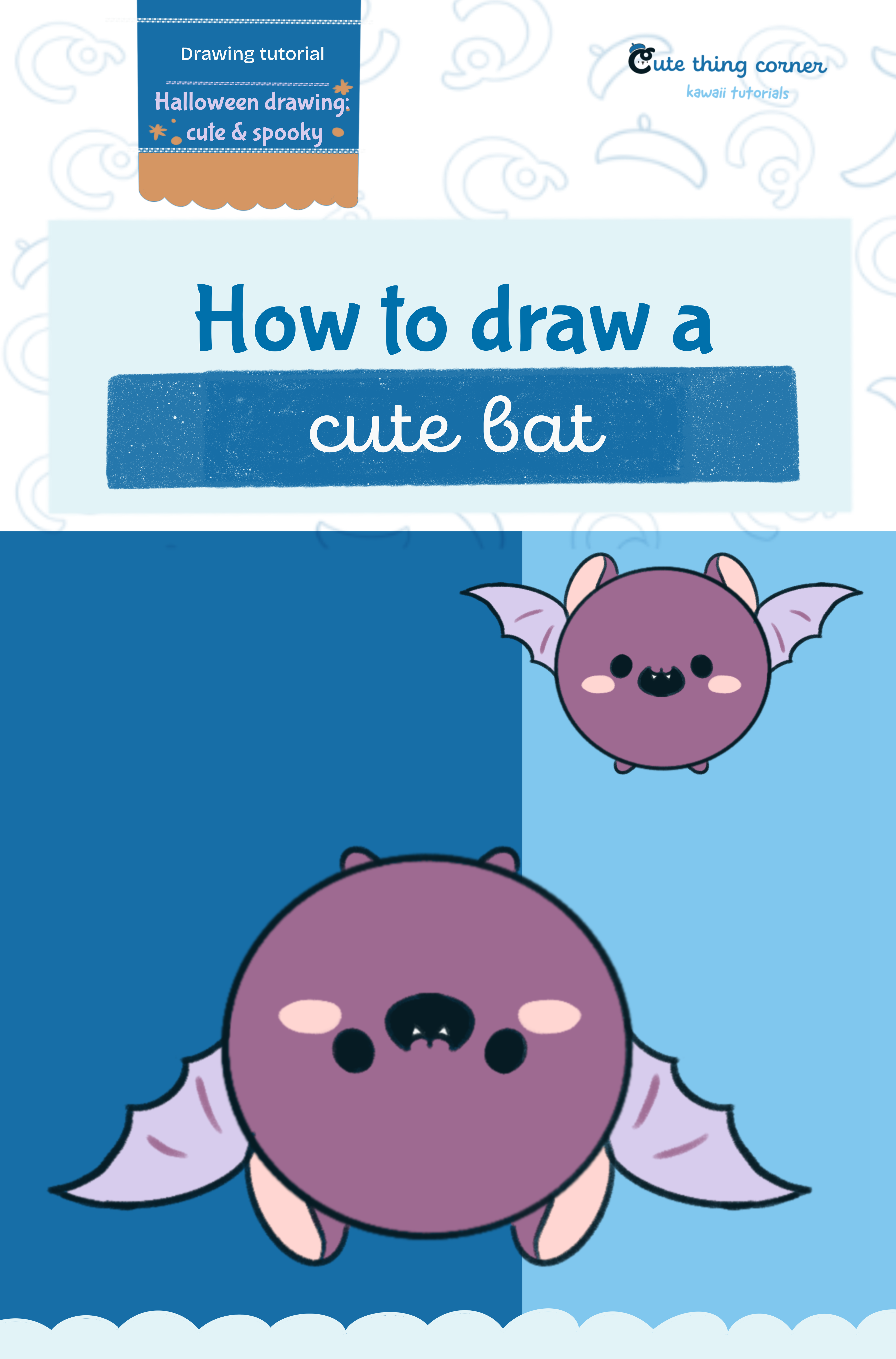 How to draw a cute bat (Step-by-step)