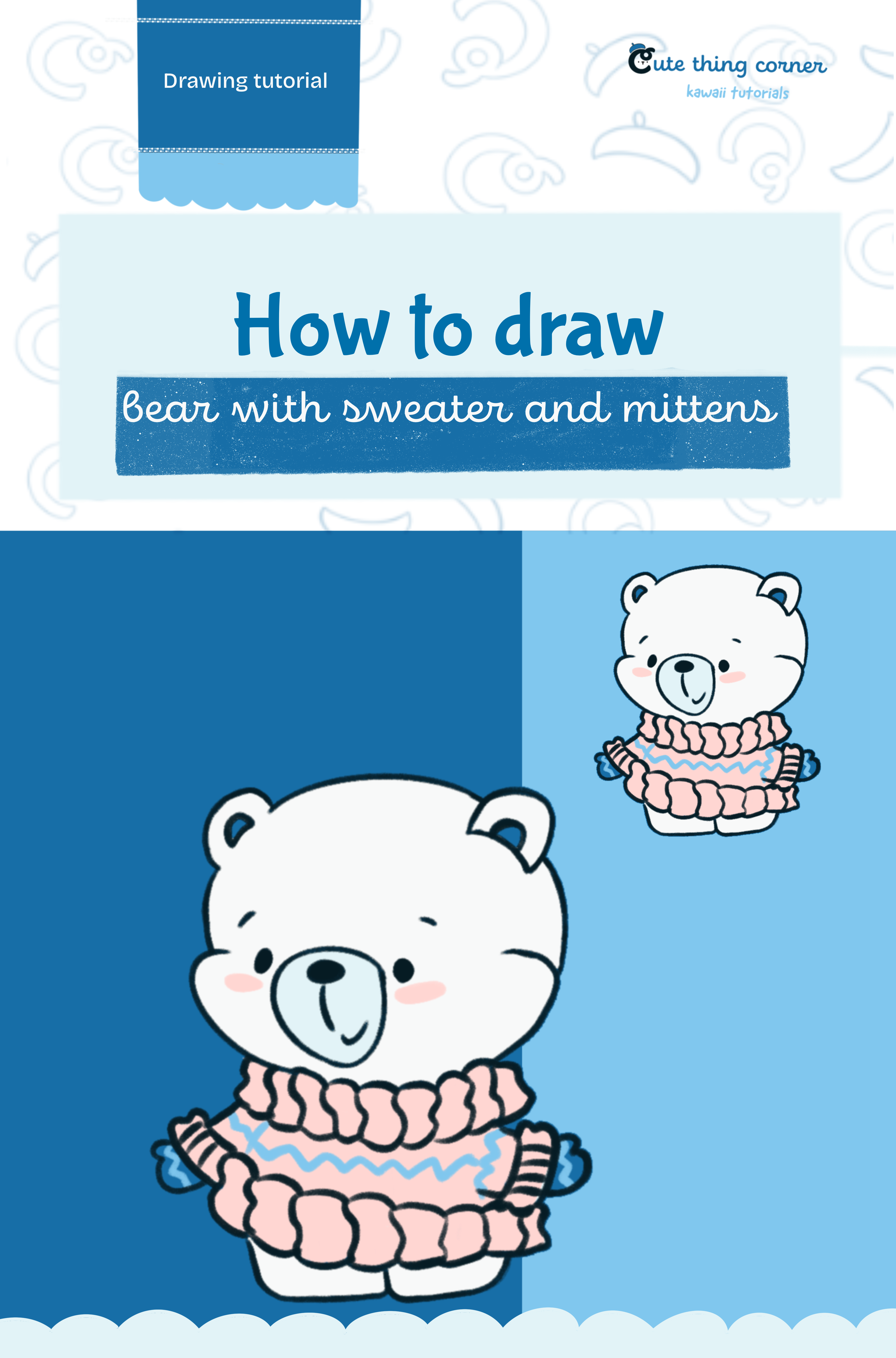 How to draw cute bear in sweater (Step-by-step)