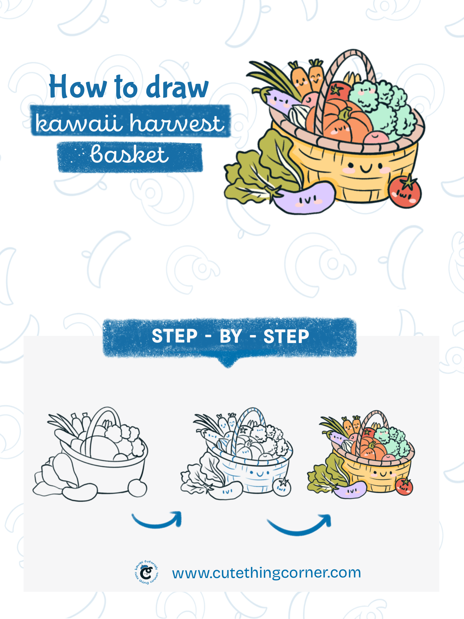 How to draw cute harvest basket