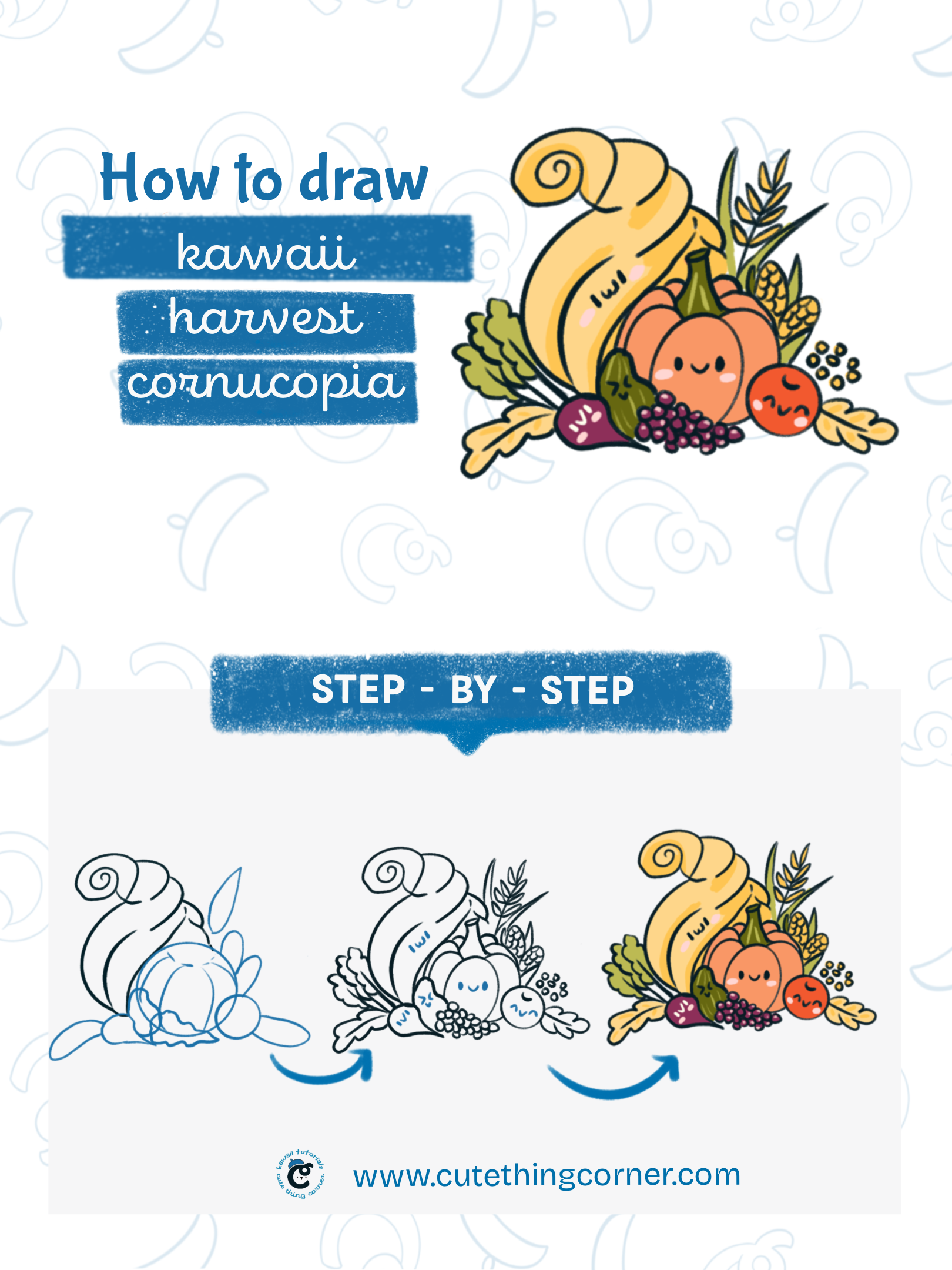 How to draw cute harvest cornucopia