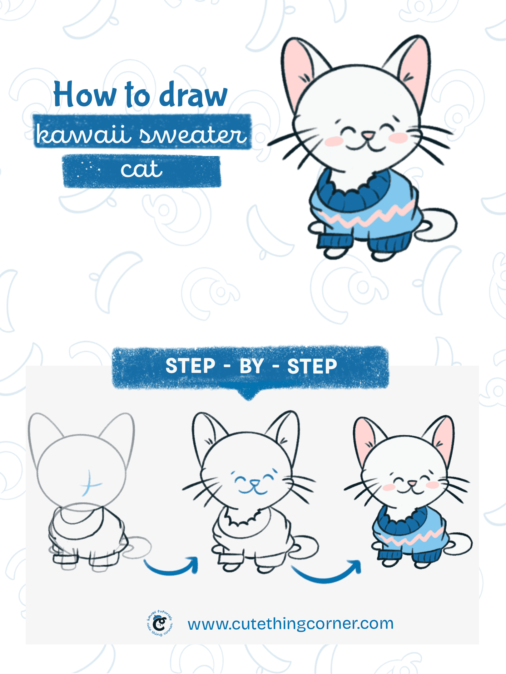 How to draw cute sweater cat