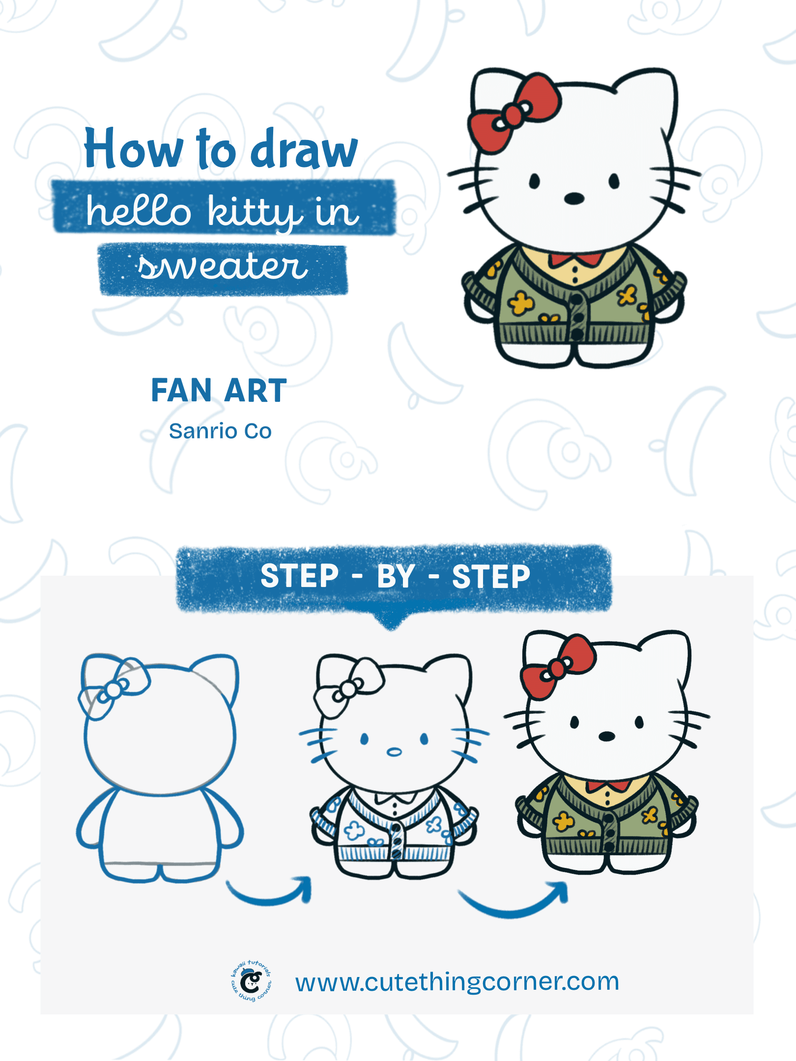 How to draw hello kitty in sweater