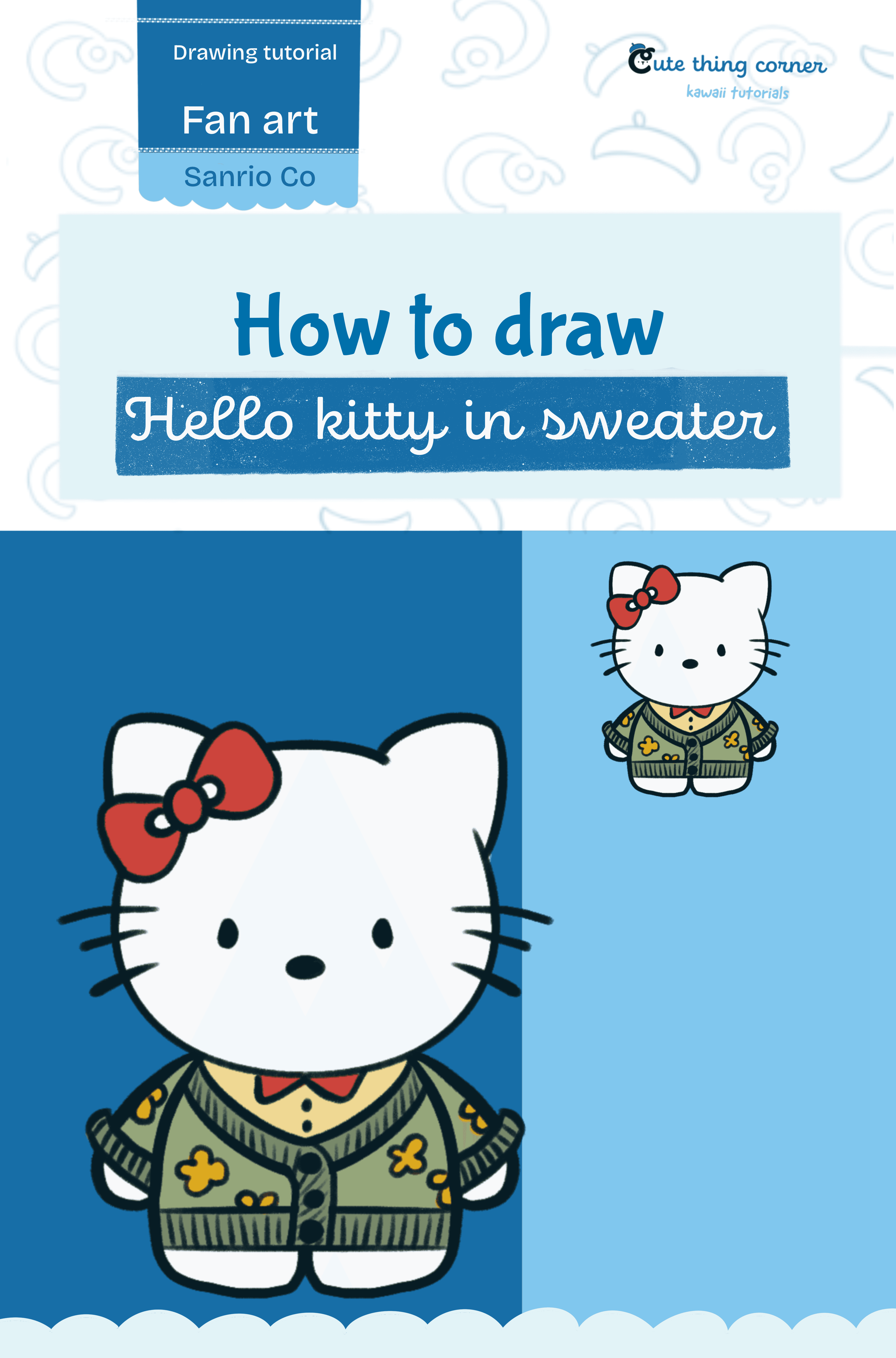 How to draw Hello Kitty in sweater (Step-by-step)