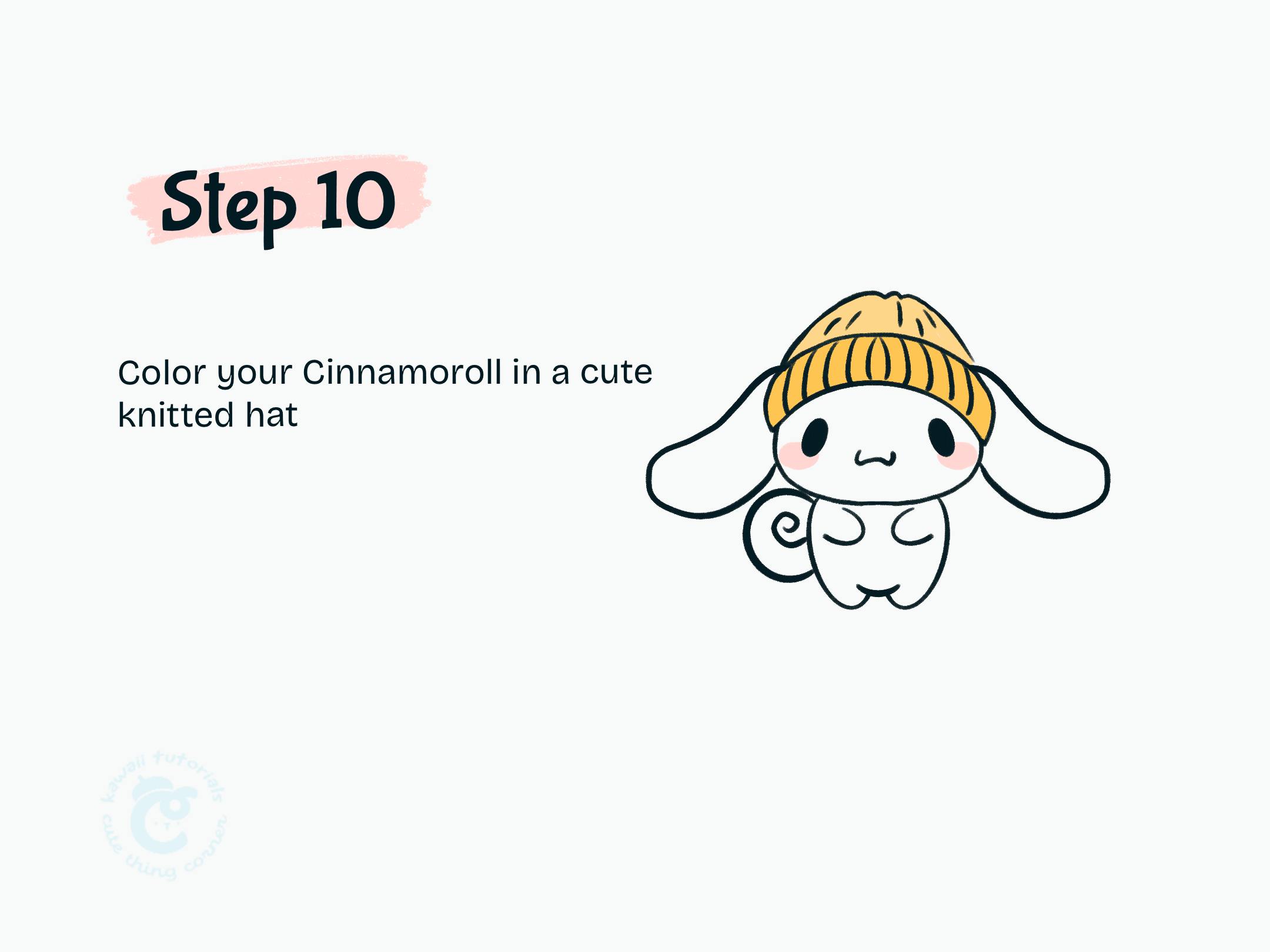 Step 10 Color your Cinnamoroll in a cute knitted hat